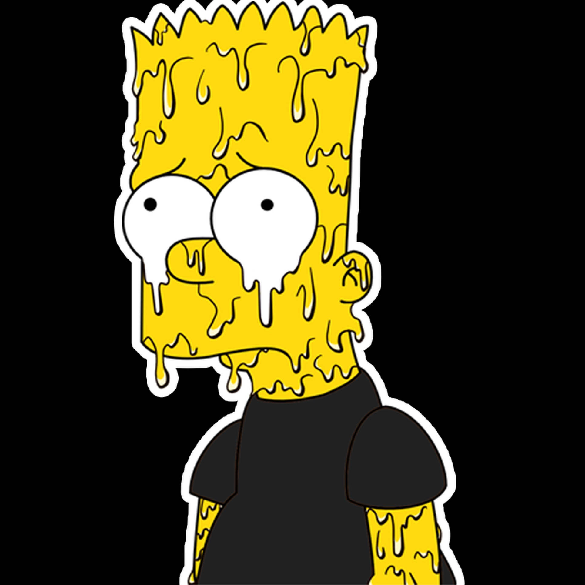 Simpson 桌布 壁紙 — 巴特·辛普森，頭部和手臂滴落融化的黃色蠟，背景為黑色。