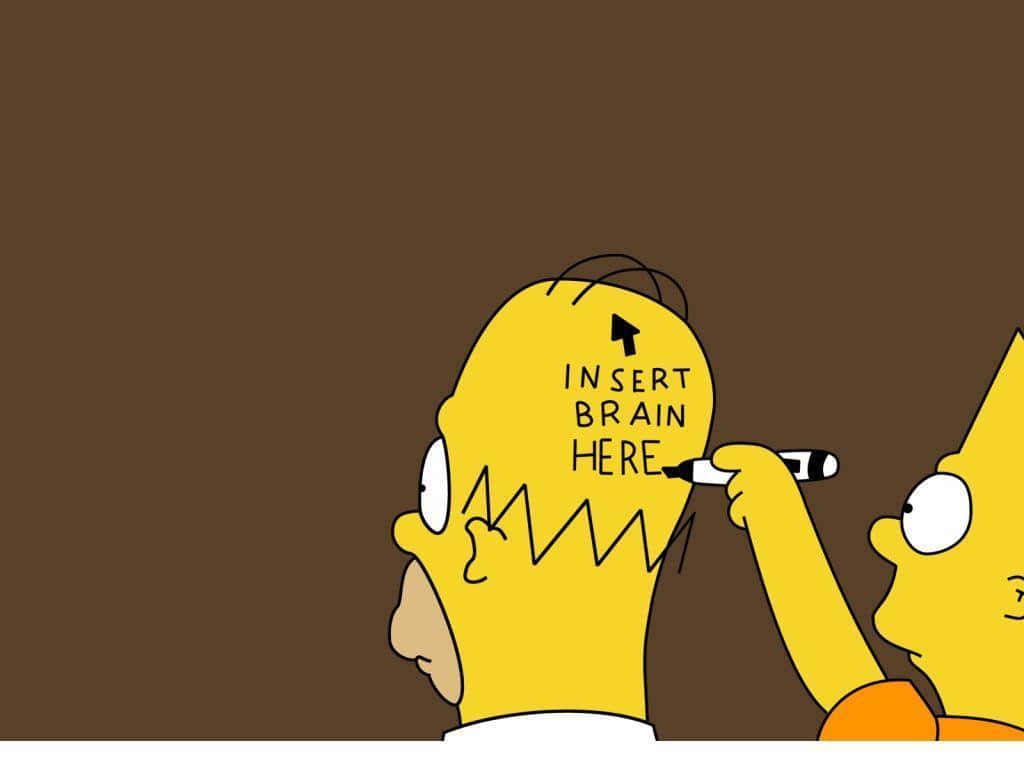 巴特用馬克筆在荷馬的頭上畫上「INSERT BRAIN HERE」。 — 辛普森家庭 GIF 壁紙