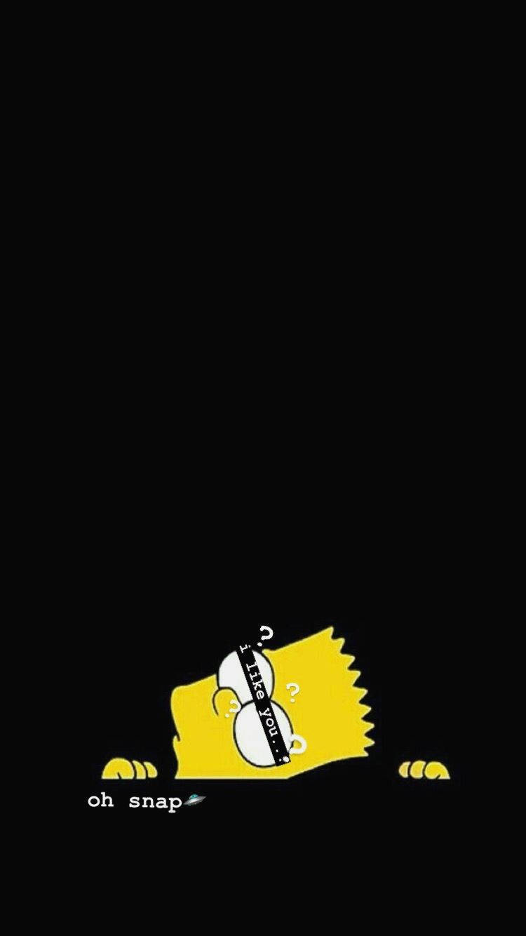 The Simpsons 桌布 壁紙 — 巴特·辛普森在黑色背景上倒立，頭上有「oh snap」標題和寫著「you like?」的繃帶。