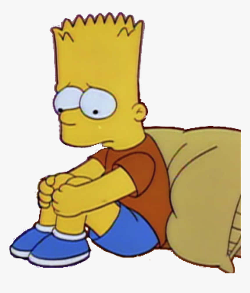 Bart Simpson Crying 桌布 壁紙 — 巴特·辛普森懶洋洋地坐在沙發上，一臉無聊的表情，穿著他標誌性的橙色襯衫和藍色短褲。