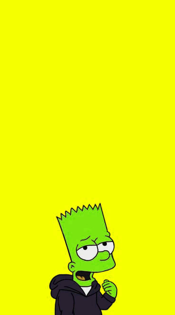 巴特·辛普森穿黑色連帽衫，黃色背景 — 霸子·辛普森 GIF 壁紙