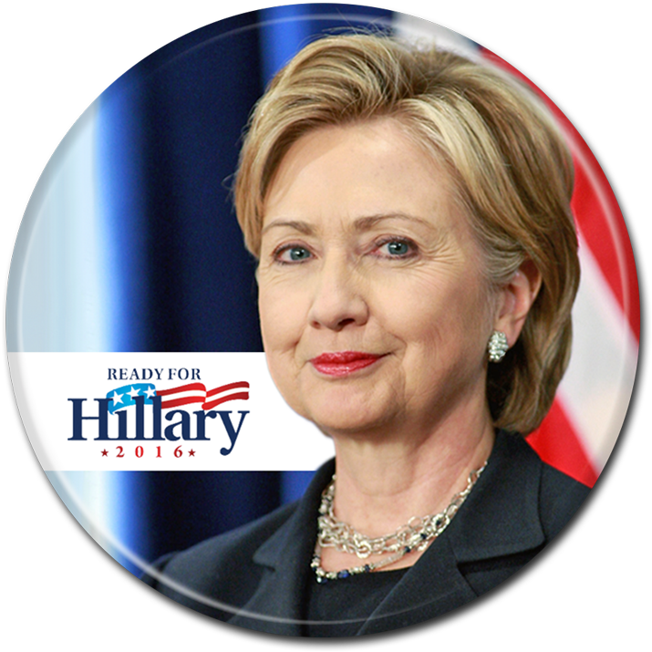 hillary 桌布 壁紙 — 希拉蕊·柯林頓的競選肖像，帶有「Ready for Hillary 2016」標誌和美國國旗背景。