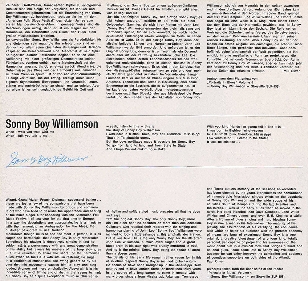 notes 桌布 壁紙 — 帶有 Sonny Boy Williamson 粗體標題和手寫簽名的復古報紙剪報。