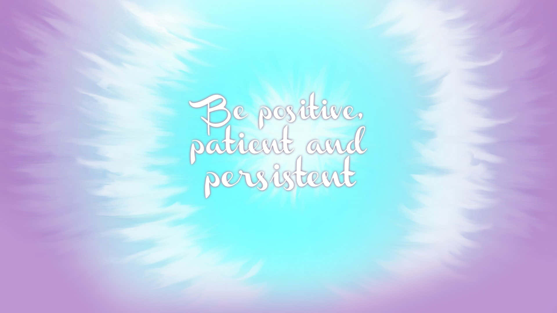 Positive Quotes 桌布 壁紙 — 帶有天使翅膀圖案的耀眼粉彩漸變背景，以優雅草書框住振奮人心的勵志文字。