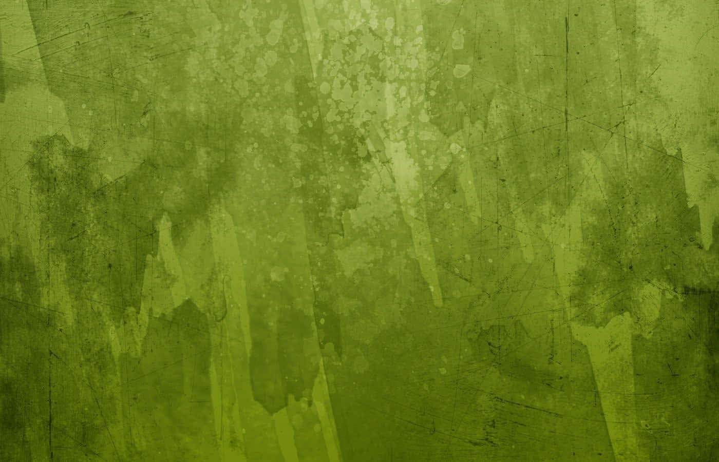 Dark Green Grunge 桌布 壁紙 — 帶有條紋、刮痕和飛濺紋理的萊姆綠色牆壁，營造出粗獷的復古美學。