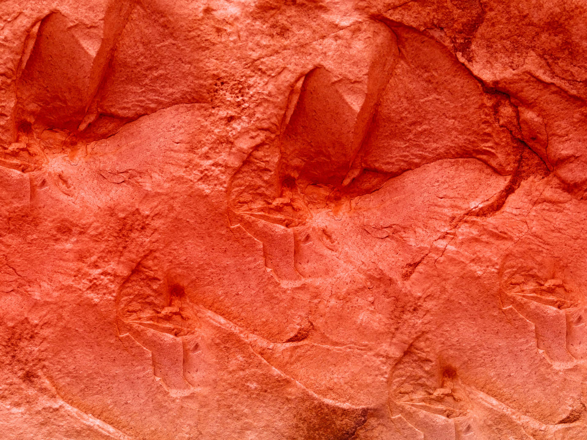 Red stone texture 壁紙 — 帶有深溝和自然侵蝕圖案的紋理紅橙色岩石表面特寫。