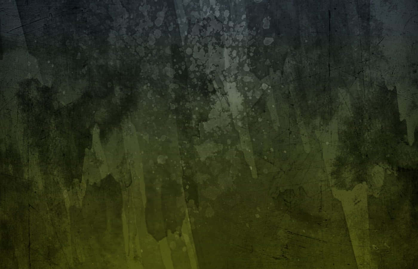 Dark Green Grunge 桌布 壁紙 — 帶有深綠色和橄欖色調的紋理抽象背景，具有飛濺、刮痕和褪色的垂直條紋。