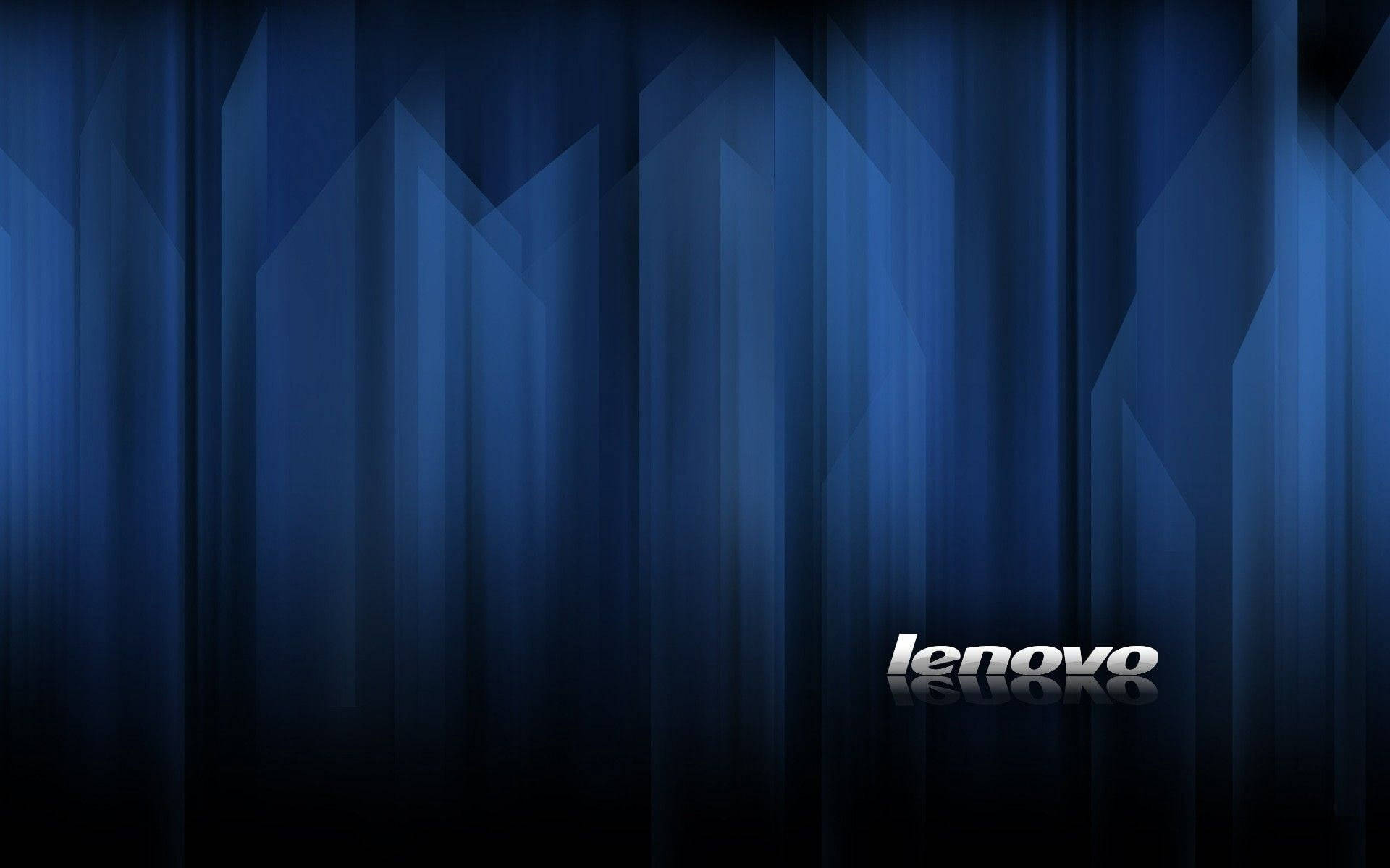 聯想高畫質桌布 桌布 壁紙 — 帶有漸變垂直條紋和右下角 Lenovo 標誌的抽象藍色幾何桌布。