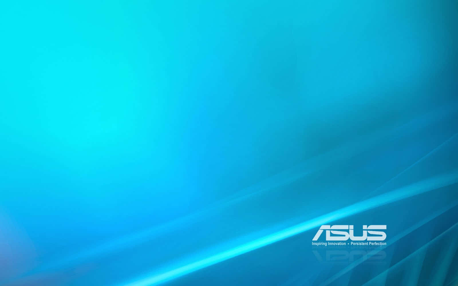 ASUS 桌布 壁紙 — 帶有發光光條和角落ASUS標誌的漸變藍色抽象背景。