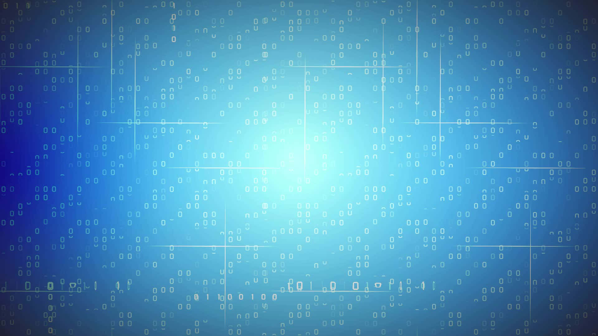 mathematics 桌布 壁紙 — 帶有發光藍色漸變和浮動二進制代碼粒子的數字抽象背景。
