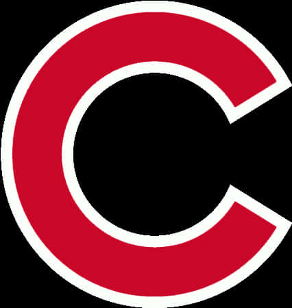 Chicago Cubs Logo 桌布 壁紙 — 帶有白色輪廓的粗體紅色字母C，在純黑色背景上顯得格外突出。