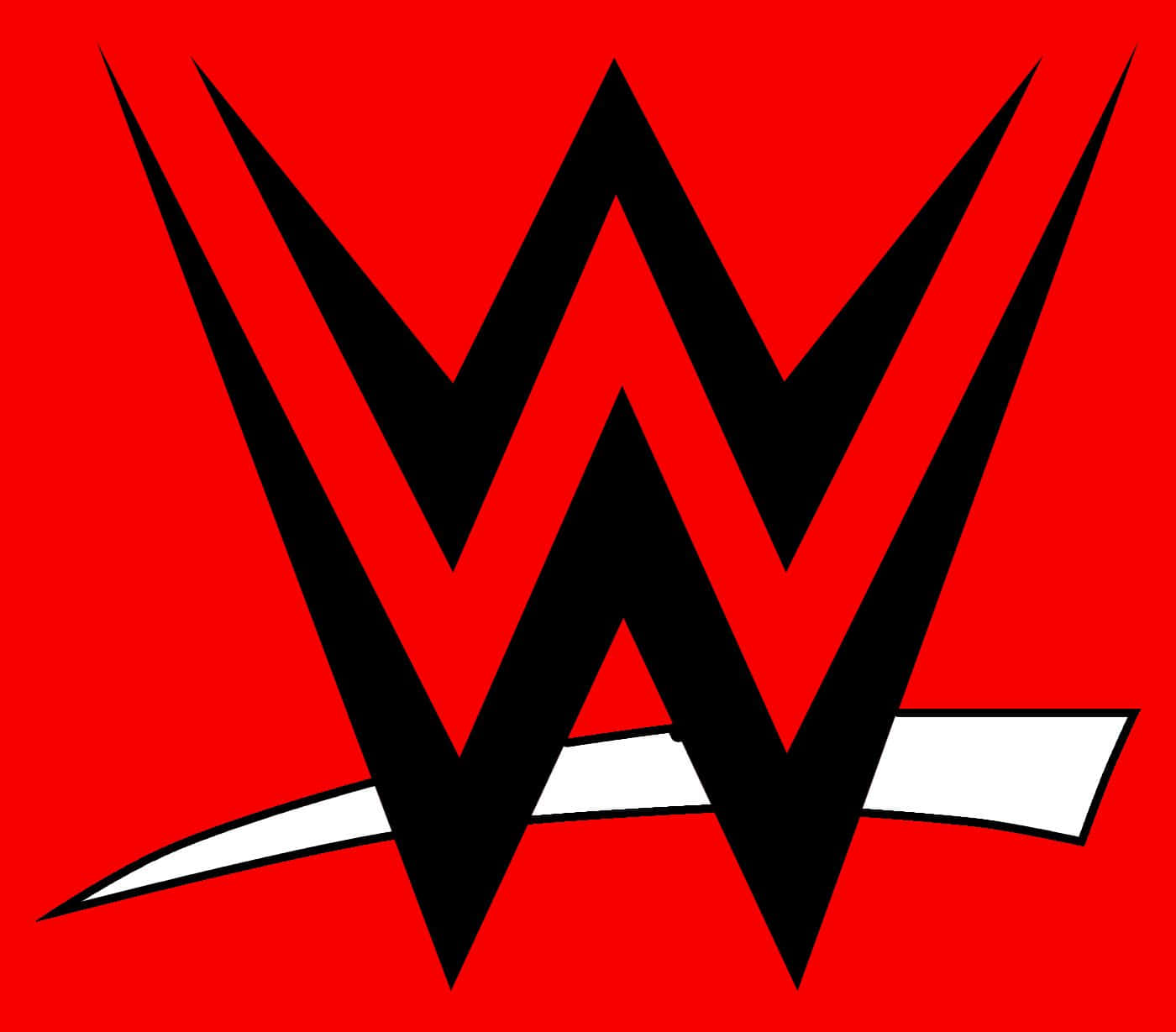 WWE Logo 桌布 壁紙 — 帶有白色點綴的醒目黑色WWE標誌，在鮮紅色背景上脫穎而出。