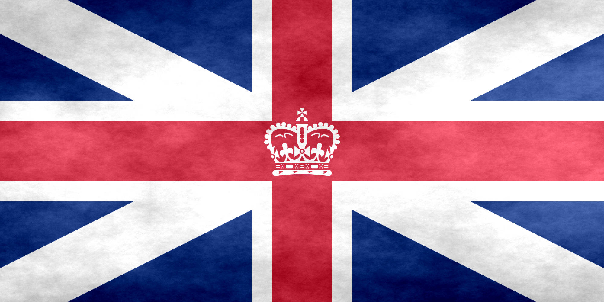 United Kingdom Flag 桌布 壁紙 — 帶有紋理的英國國旗，白色皇冠位於紅色十字中央。