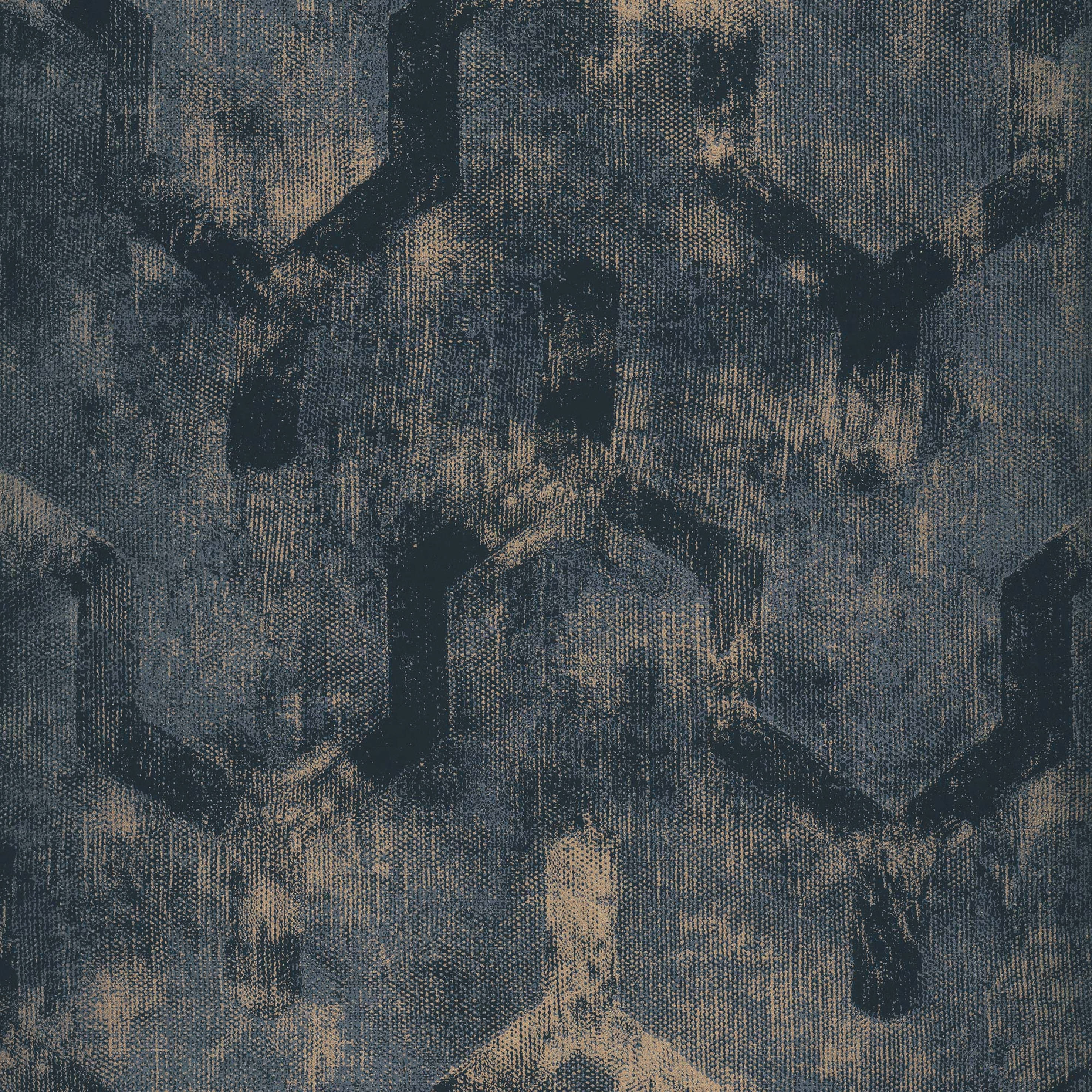Denim 桌布 壁紙 — 帶有重複幾何圖案的紋理壁紙，採用柔和藍色和米色色調。