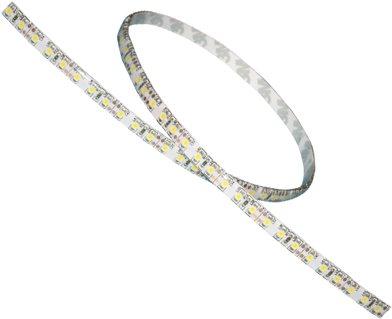 LED 桌布 壁紙 — 帶有黃色二極體的盤繞式LED燈條在純黑色背景上發光。