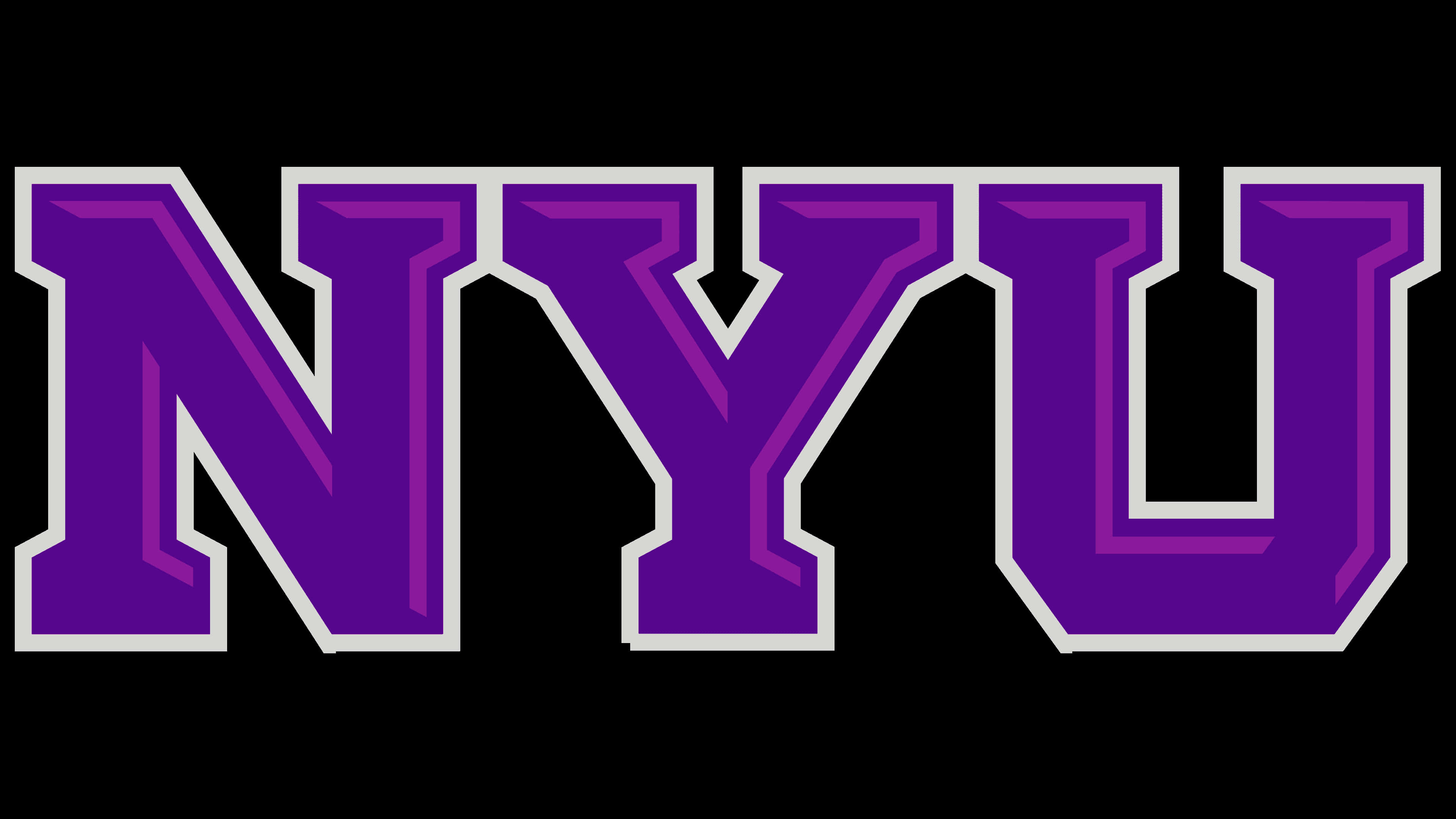 Nyu 桌布 壁紙 — 帶白色輪廓的粗體紫色NYU字母在純黑色背景上格外突出。