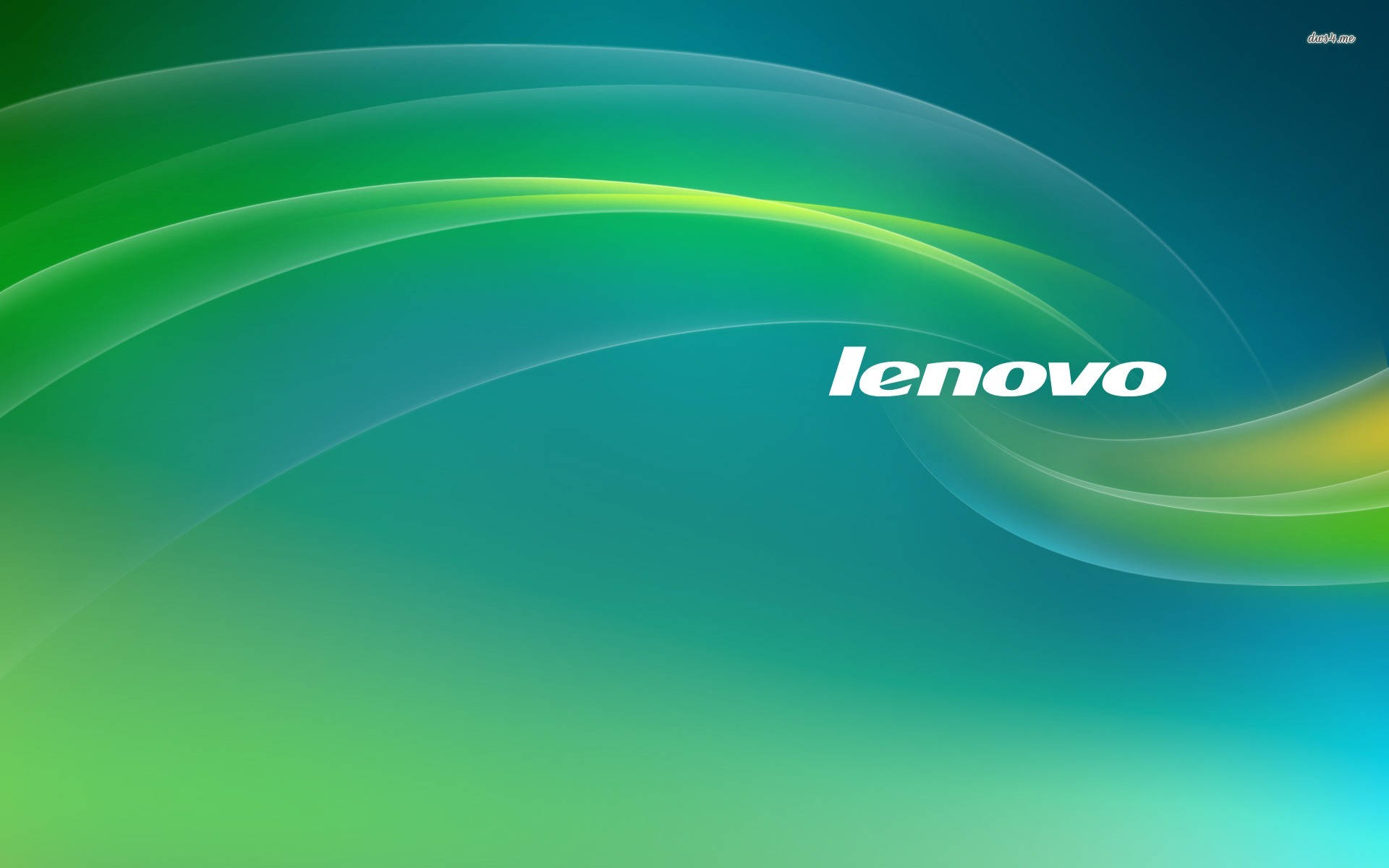 Lenovo 標誌在綠色和藍色波浪背景上 — 聯想高畫質桌布 壁紙