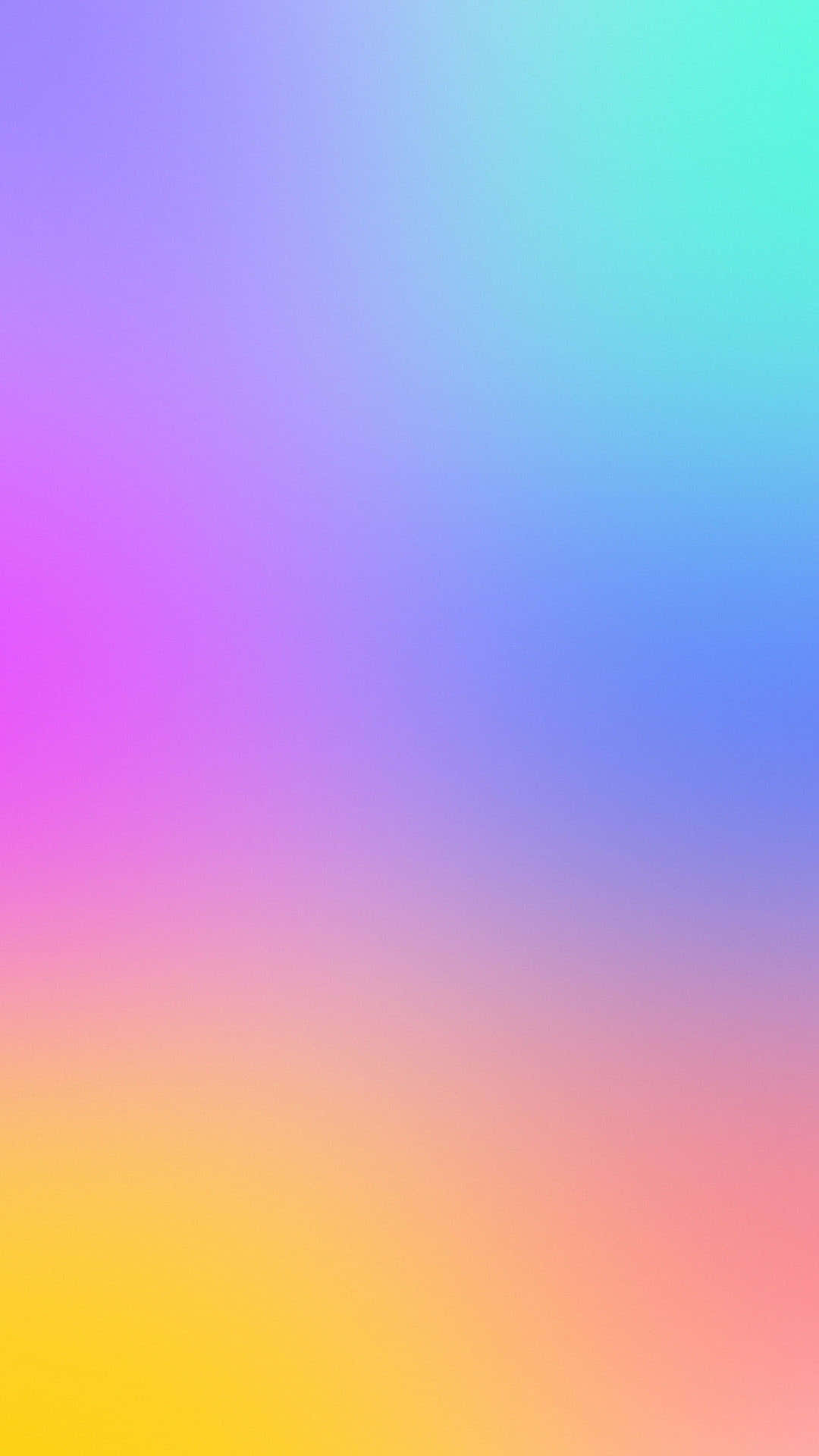 Color Phone 桌布 壁紙 — 平滑漸層桌布，將紫色、粉紅色、藍色、藍綠色和黃色融合成柔和流動的彩虹圖案。