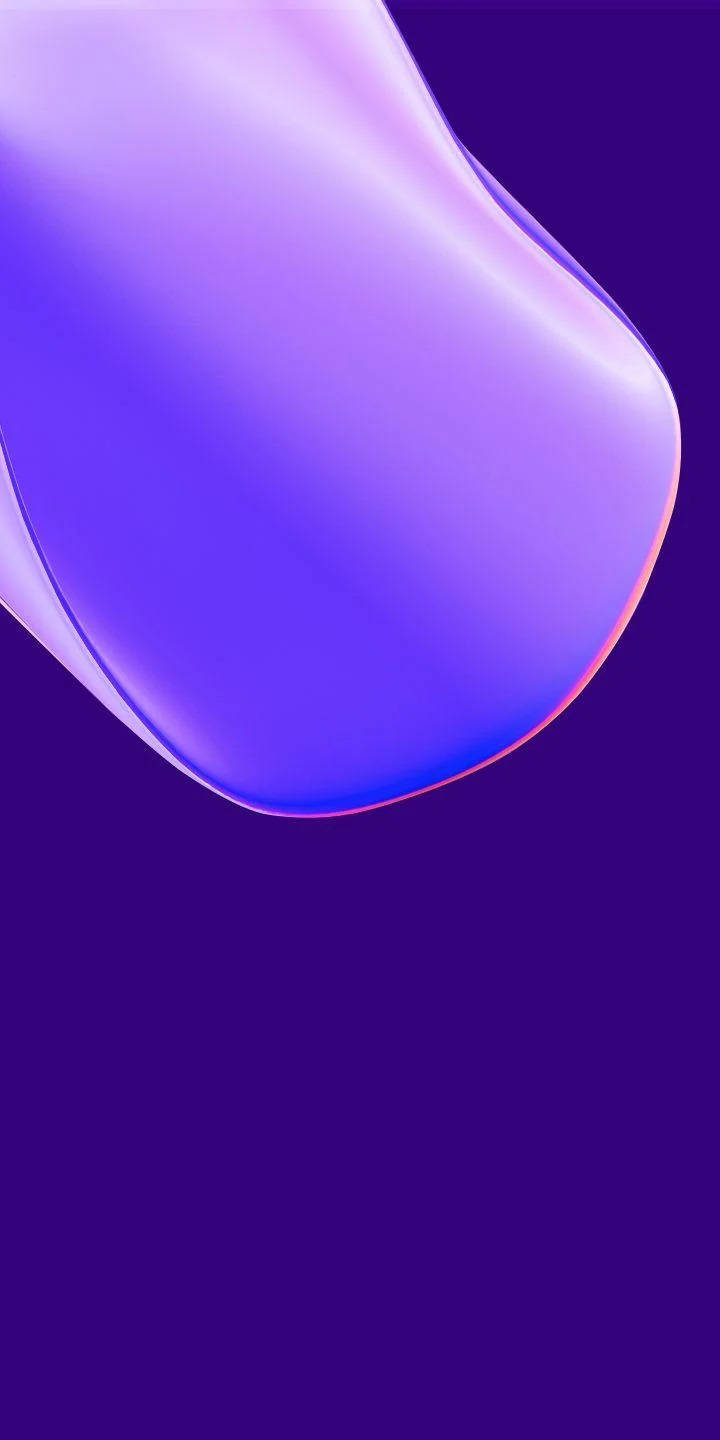 紫色 iPhone 桌布 壁紙 — 平滑發光的紫色抽象形狀在深紫色背景上彎曲。