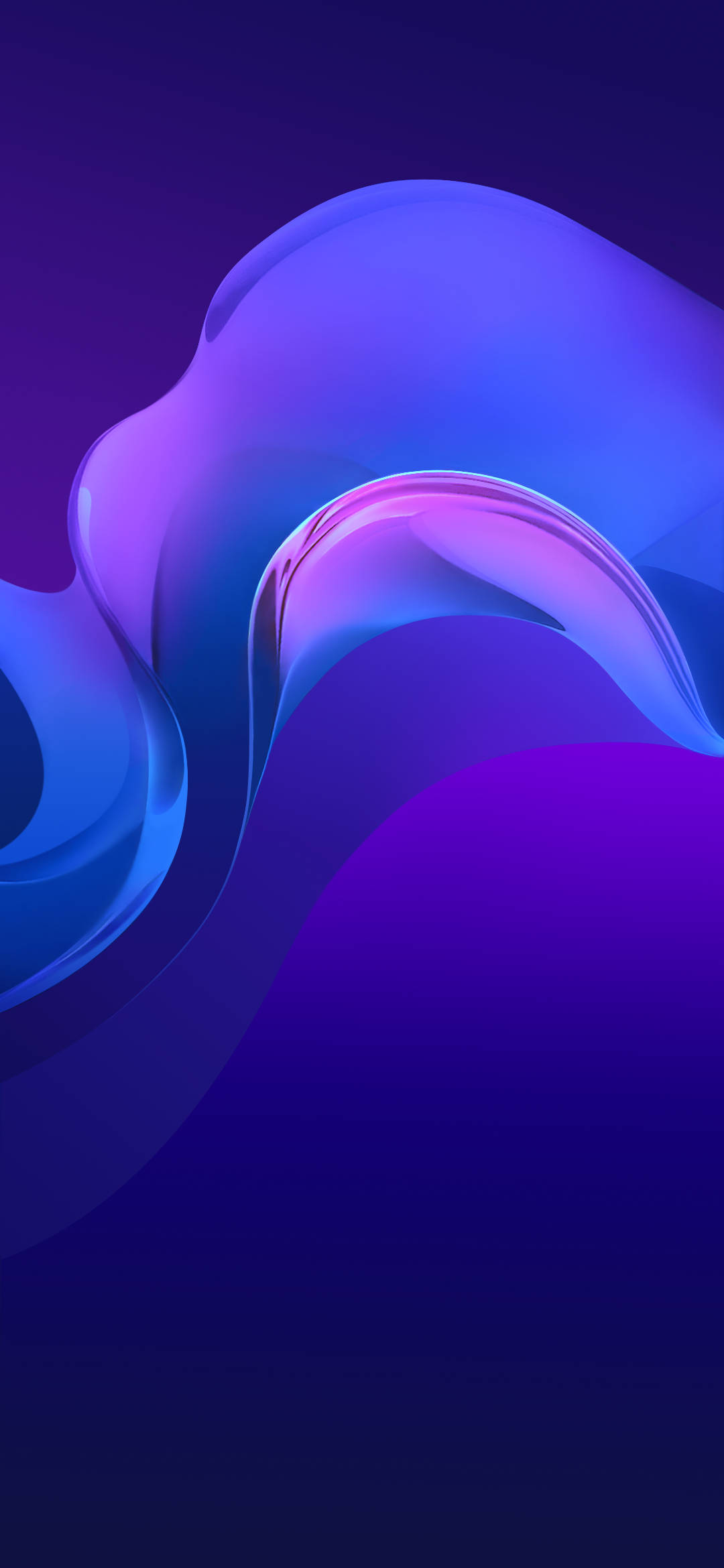 Violet 桌布 壁紙 — 平滑發光的藍色和紫色抽象波浪在深色漸變背景上優雅地流動。
