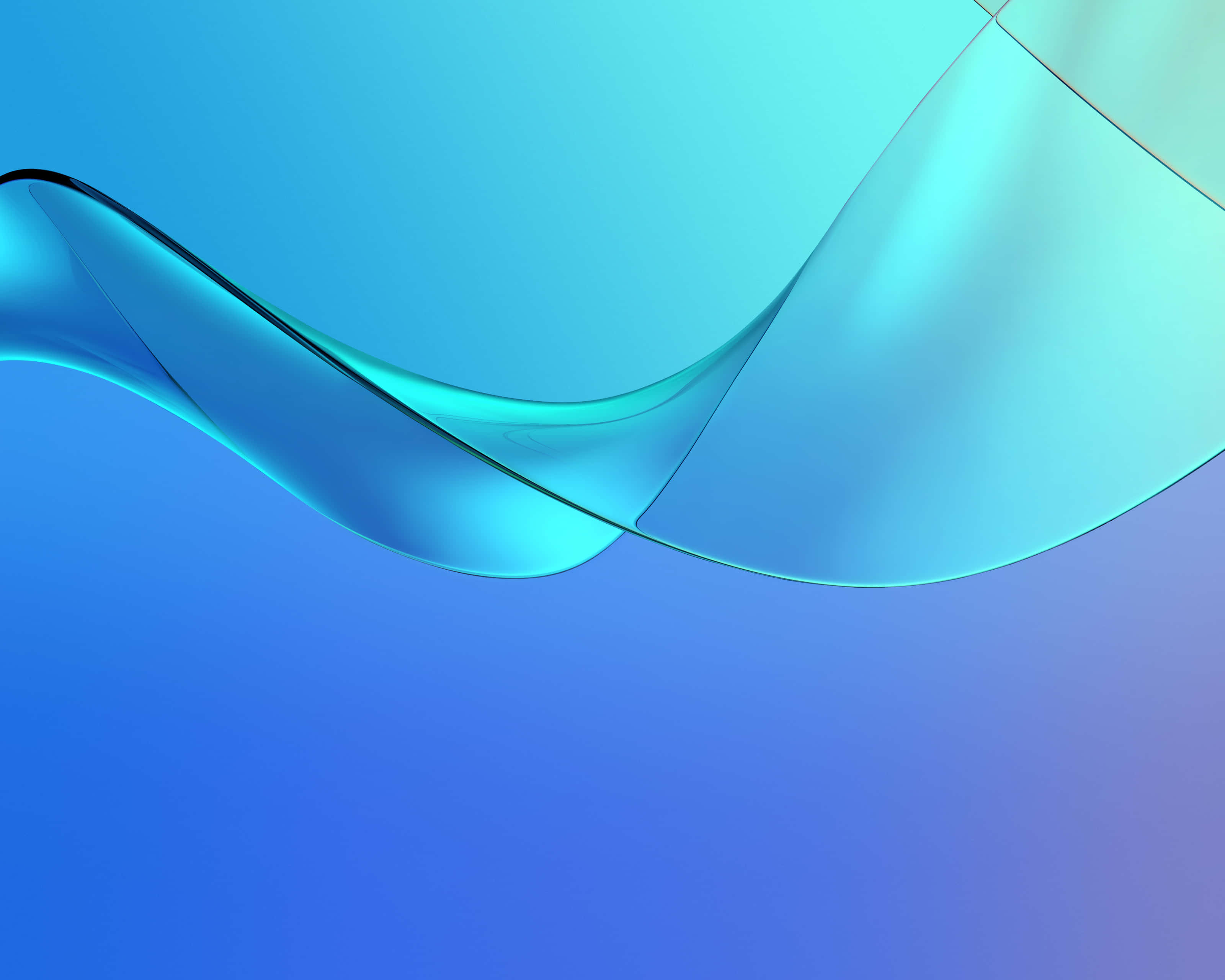 Gradient Blue 桌布 壁紙 — 平滑的半透明藍色波浪優雅地彎曲穿過漸變背景。
