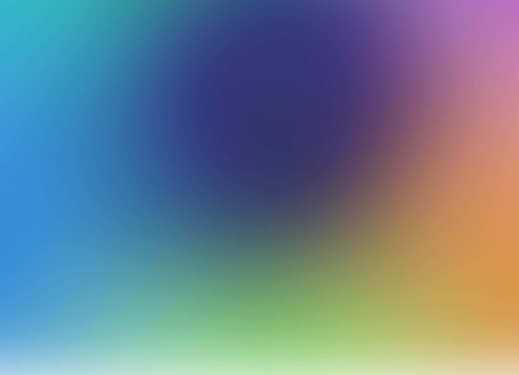 Colorful Aesthetic 桌布 壁紙 — 平滑的漸變漩渦，將青綠色、藍色、紫色、綠色和橙色色調融合成柔和的抽象圖案。
