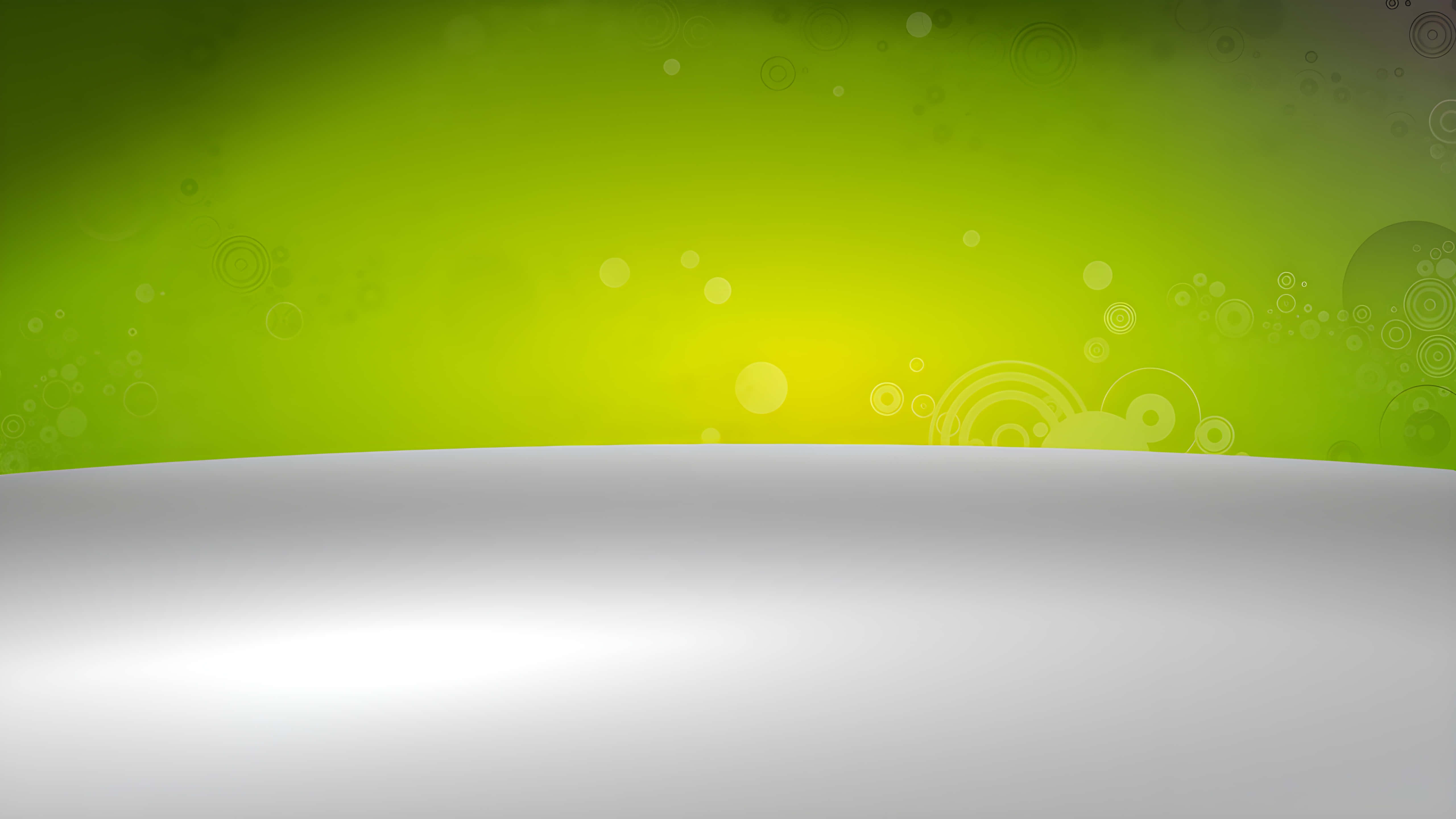 Xbox 桌布 壁紙 — 平滑的白色彎曲表面遇上充滿活力的綠色漸變背景，帶有微妙的圓形圖案和散景效果。