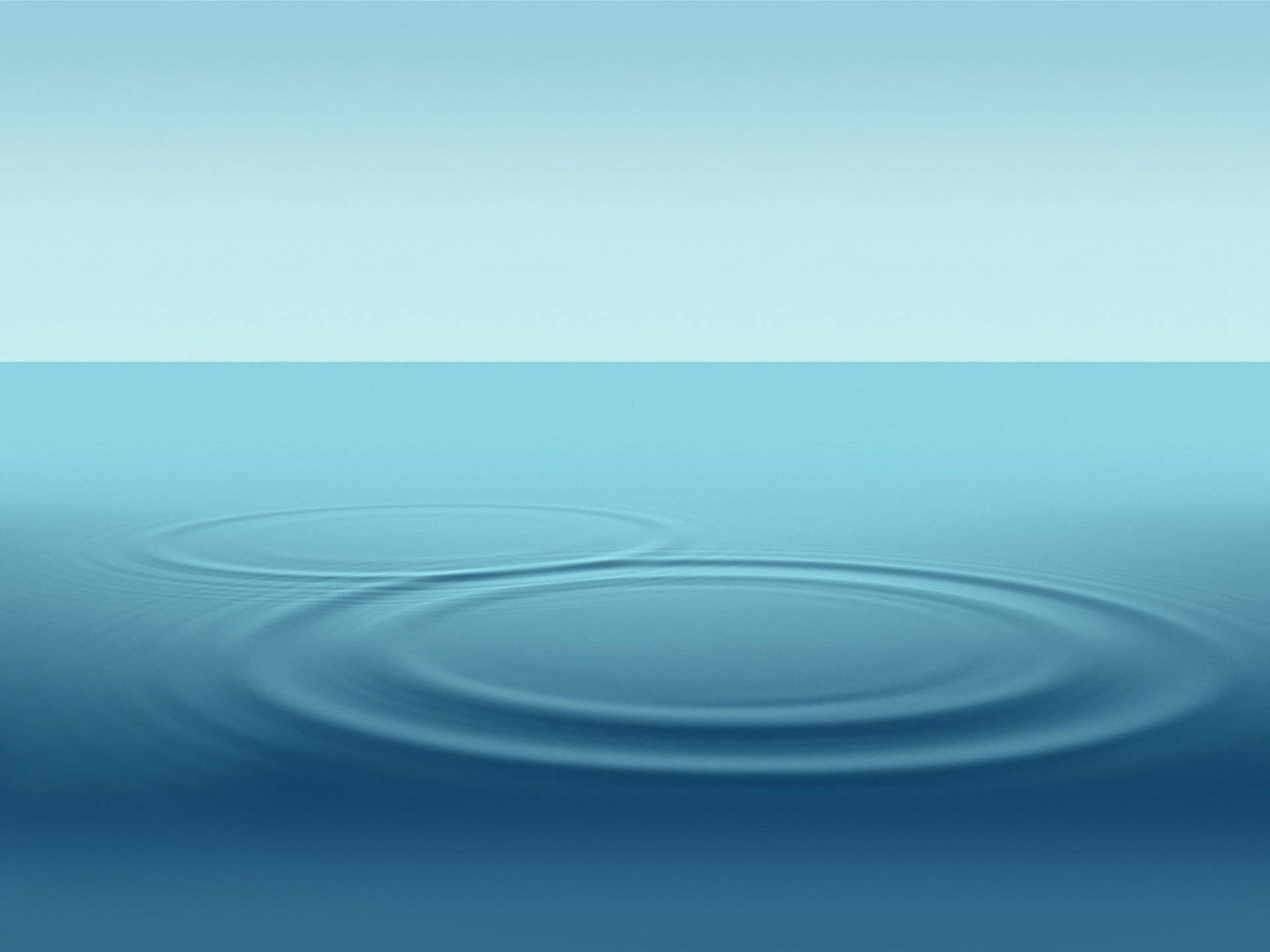 Rippling 桌布 壁紙 — 平靜的藍色水波紋以同心圓向外擴展，映襯著漸變的天空。