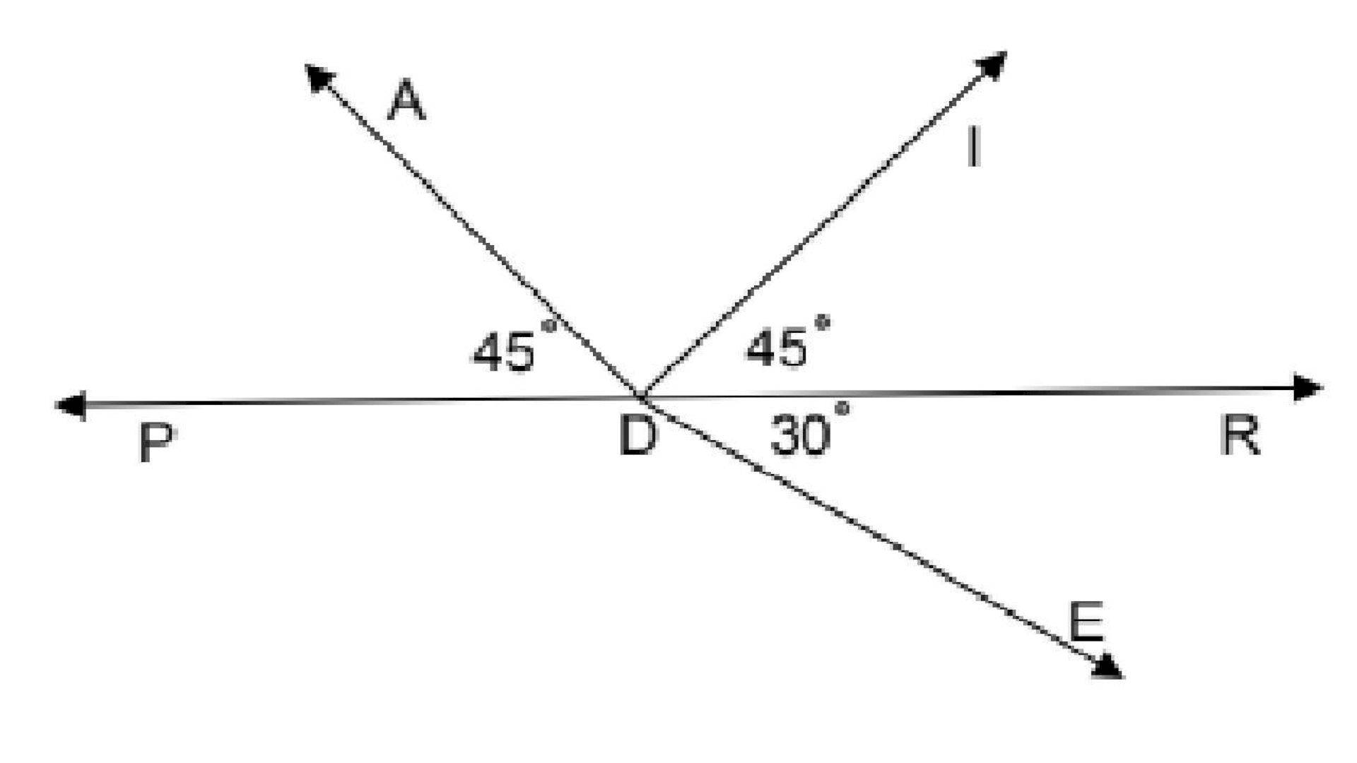 Linear 桌布 壁紙 — 幾何圖表，顯示在點D處相交的線條及標記的角度。