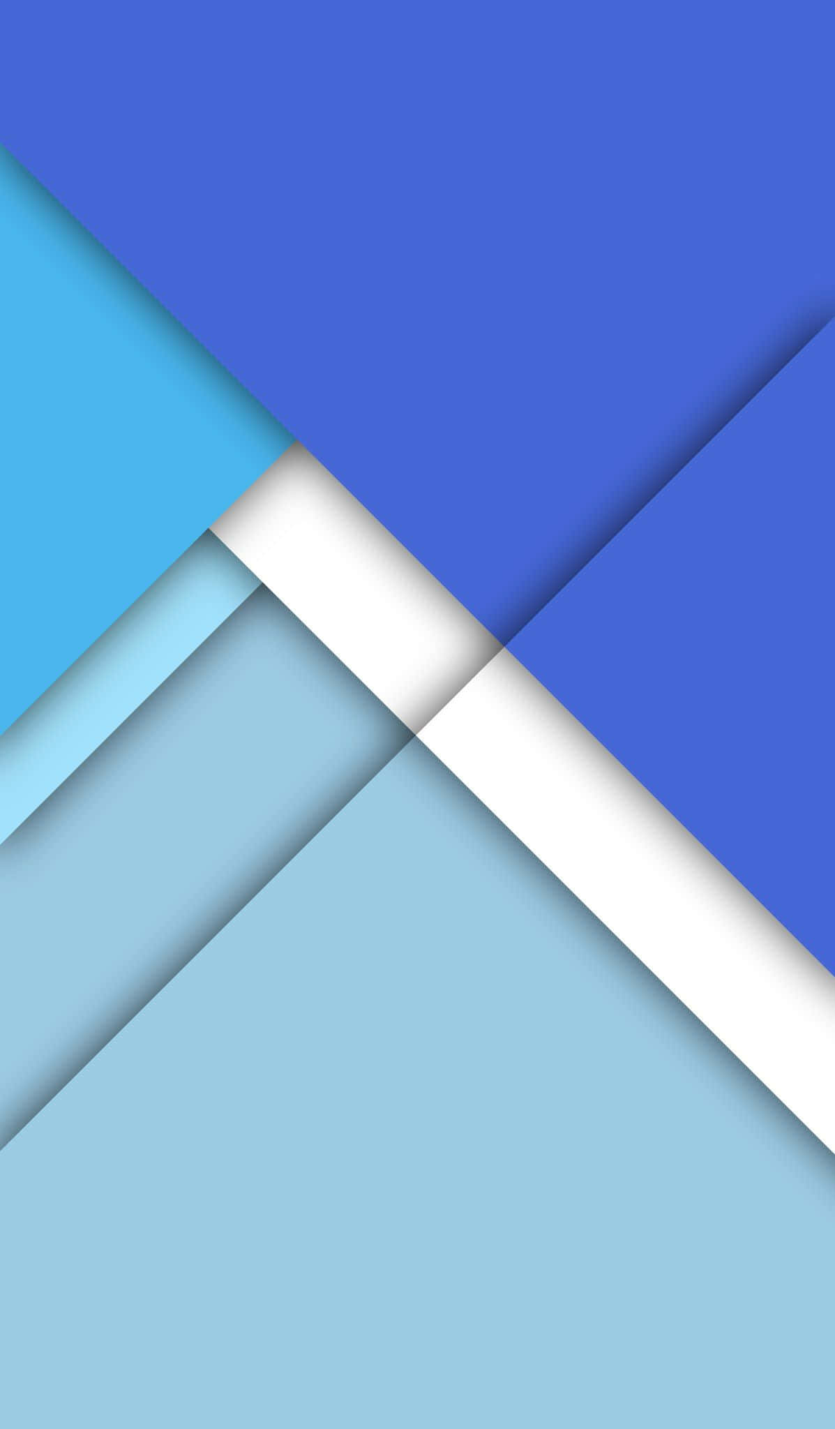 Google Material 桌布 壁紙 — 幾何抽象壁紙，以藍色和白色的分層對角線形狀營造出現代簡約設計。