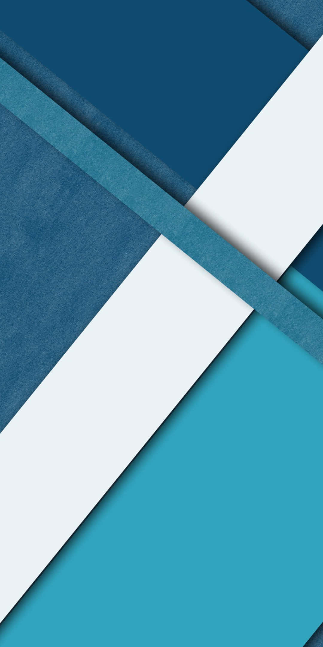 Pixel 3 Material 桌布 壁紙 — 幾何抽象壁紙，以藍色和白色紋理紙條分層斜向排列。