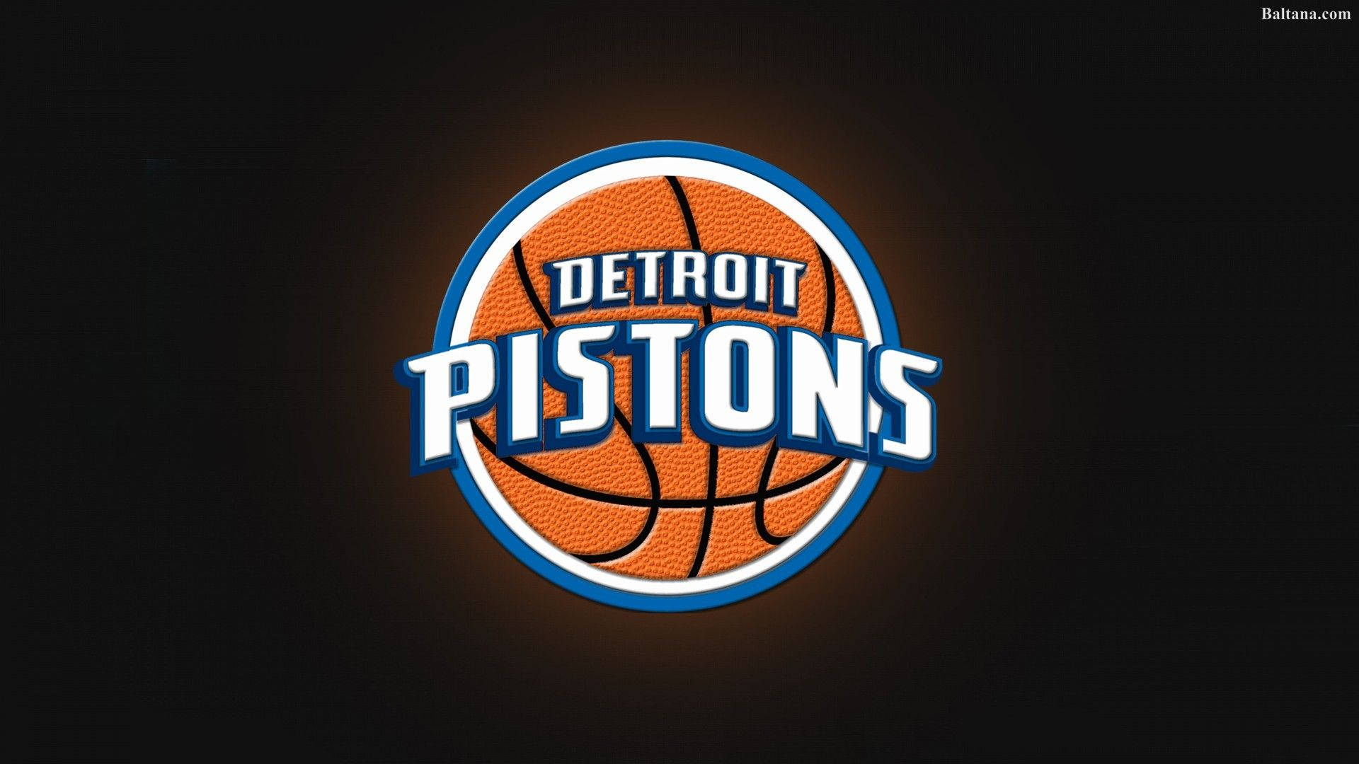detroit 桌布 壁紙 — 底特律活塞隊標誌在深色背景上散發溫暖光暈。