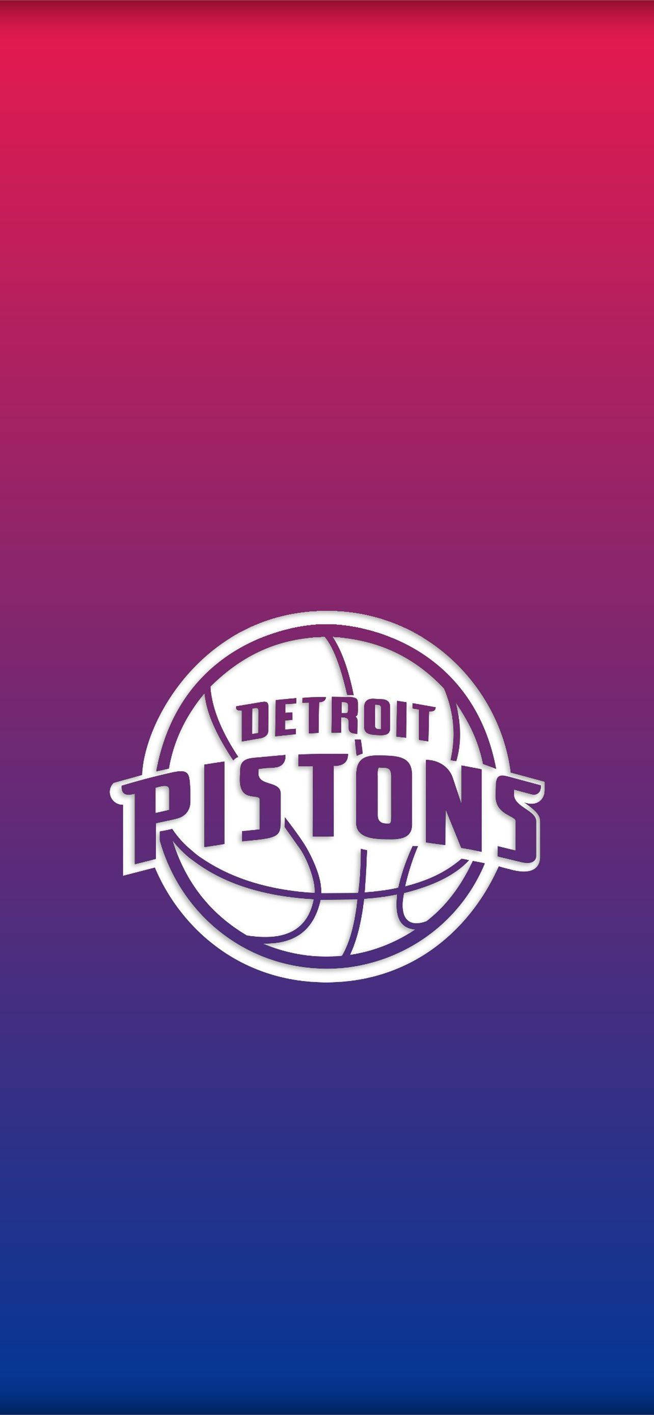 detroit 桌布 壁紙 — 底特律活塞隊標誌居中，背景為從紅色到紫色再到藍色的鮮豔漸變色。