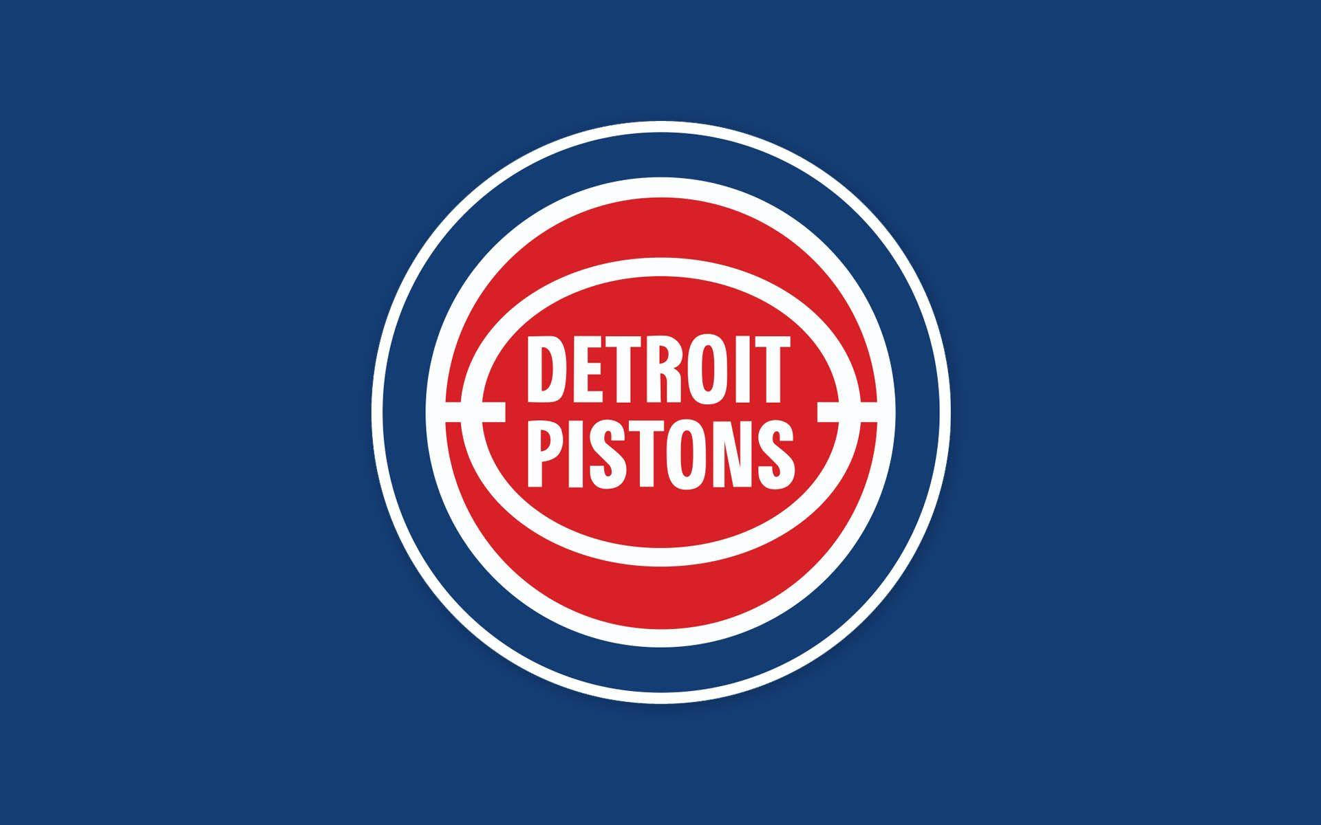 detroit 桌布 壁紙 — 底特律活塞隊標誌居中於純藍色背景上，帶有醒目的紅白圓形設計。