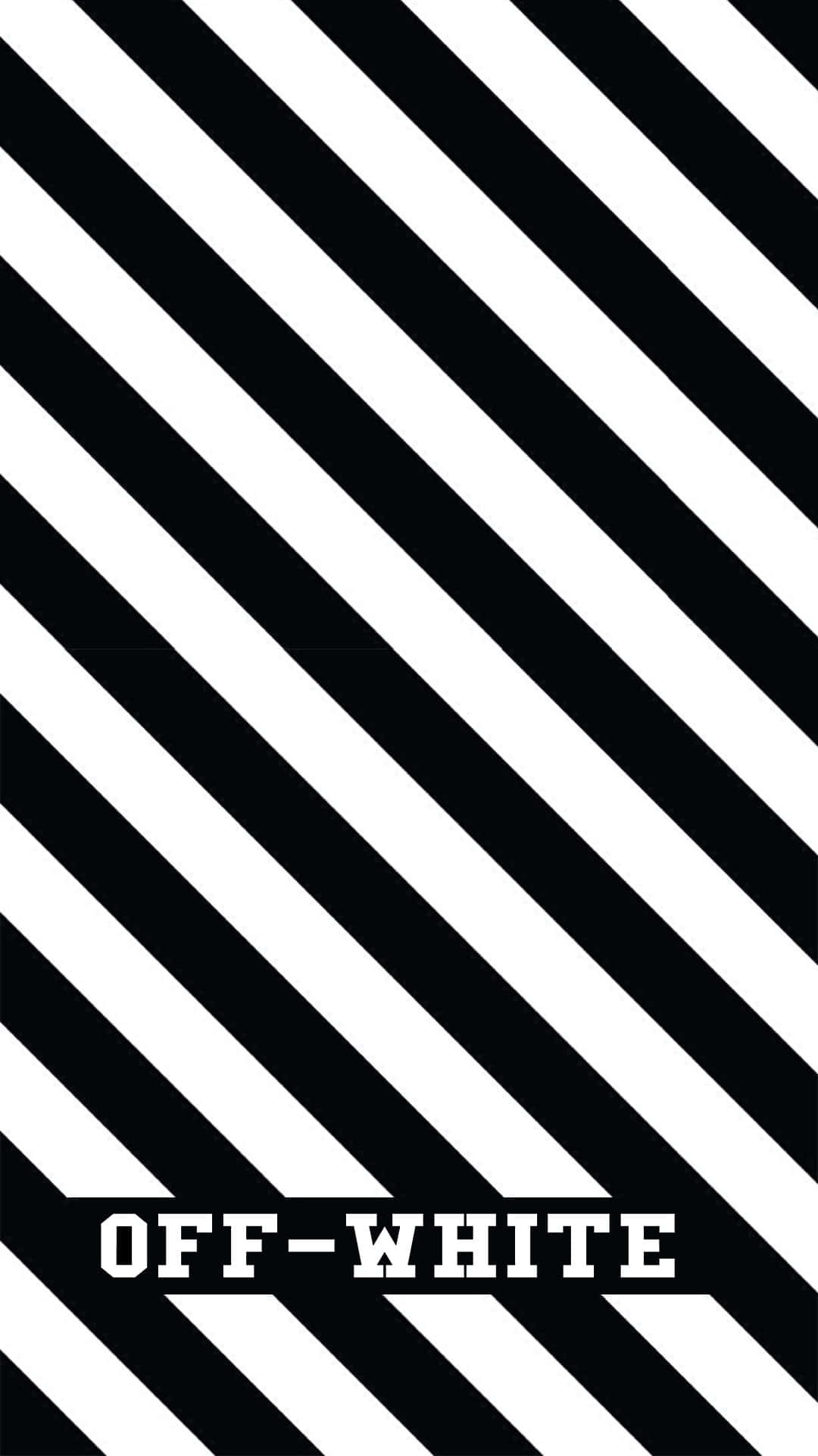 桌布 壁紙 — 底部帶有「OFF-WHITE」文字的粗體黑白對角條紋。