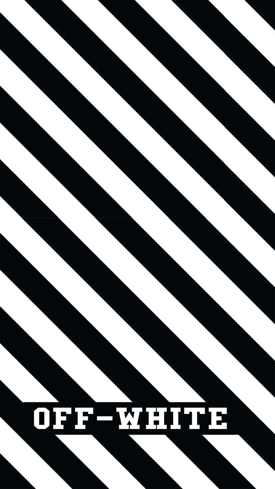 Off White iPhone 桌布 壁紙 — 底部帶有「OFF-WHITE」文字的醒目黑白斜紋條紋。