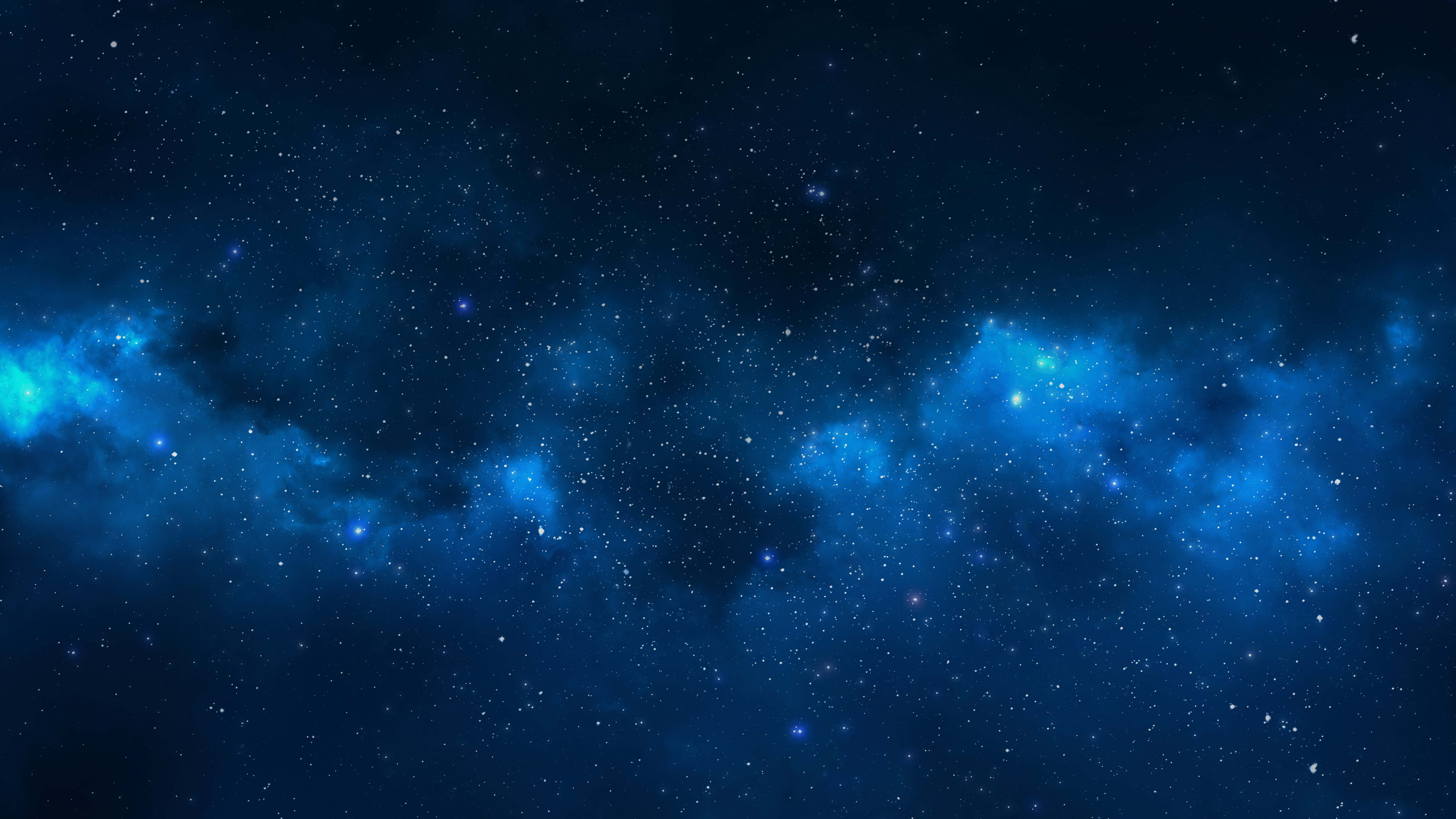 桌布 壁紙 — 廣闊的宇宙空間，充滿了發光的藍色星雲和閃爍的星星，背景是深邃的靛藍虛空。