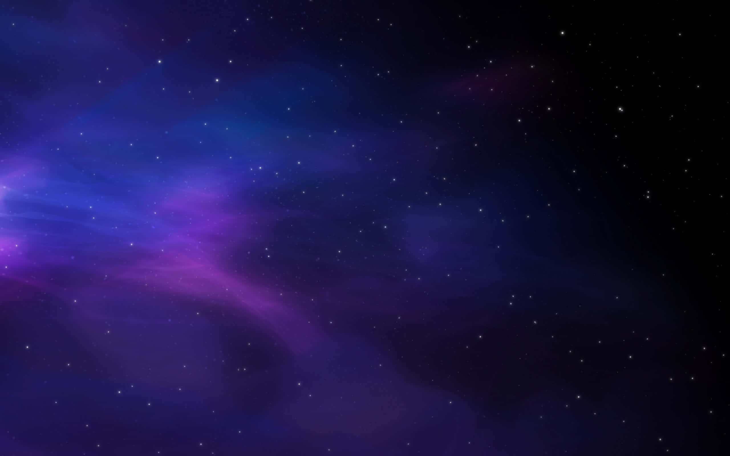 Hipster Galaxy Tumblr 桌布 壁紙 — 廣闊的宇宙空間，閃耀著充滿活力的紫色和藍色星雲，點綴著閃爍的星星，映襯著深邃的黑色太空。