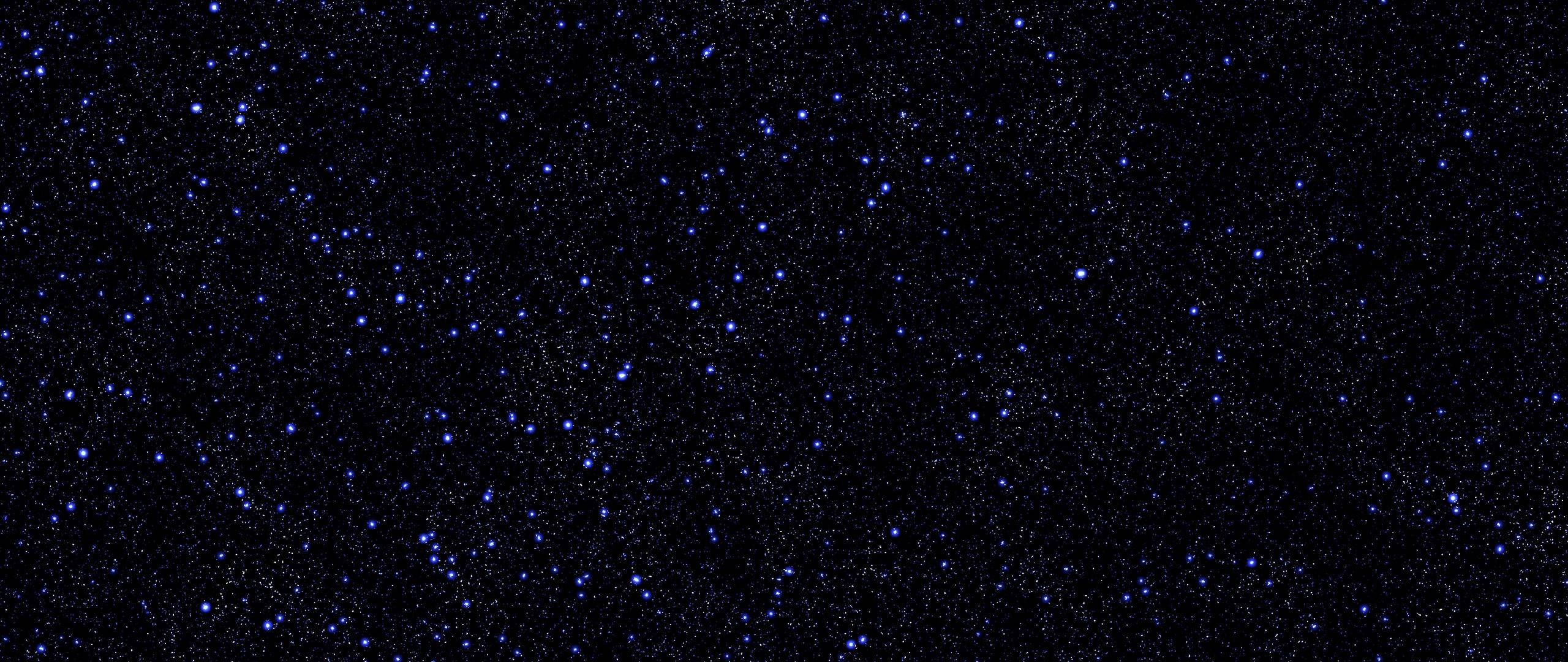 Star Space 桌布 壁紙 — 廣闊的發光藍色星星散落在深邃的黑色宇宙空間中。