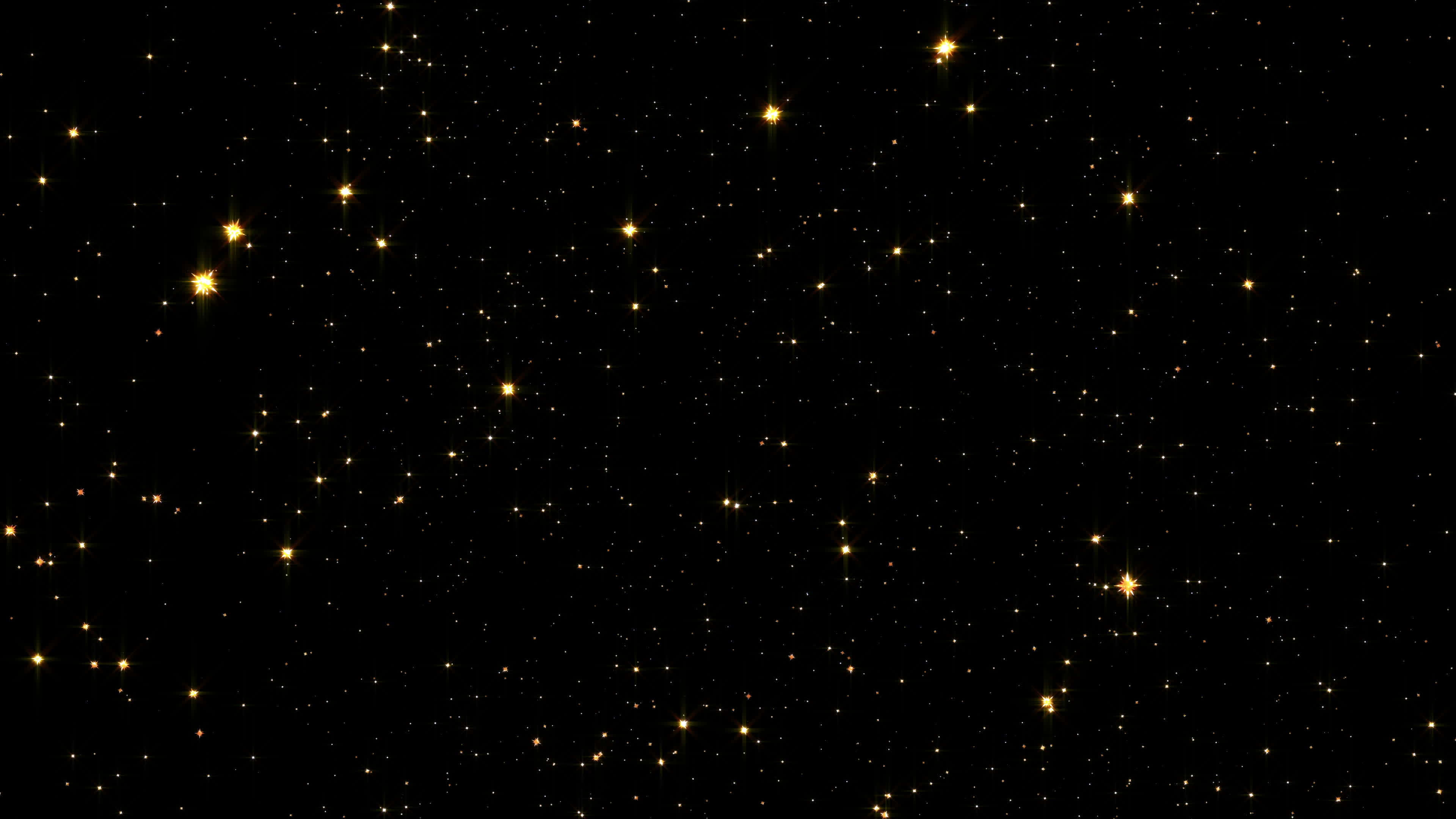 Gold Star 桌布 壁紙 — 廣闊的黑色天空中佈滿閃爍的金色星星，營造出寧靜的宇宙場景。