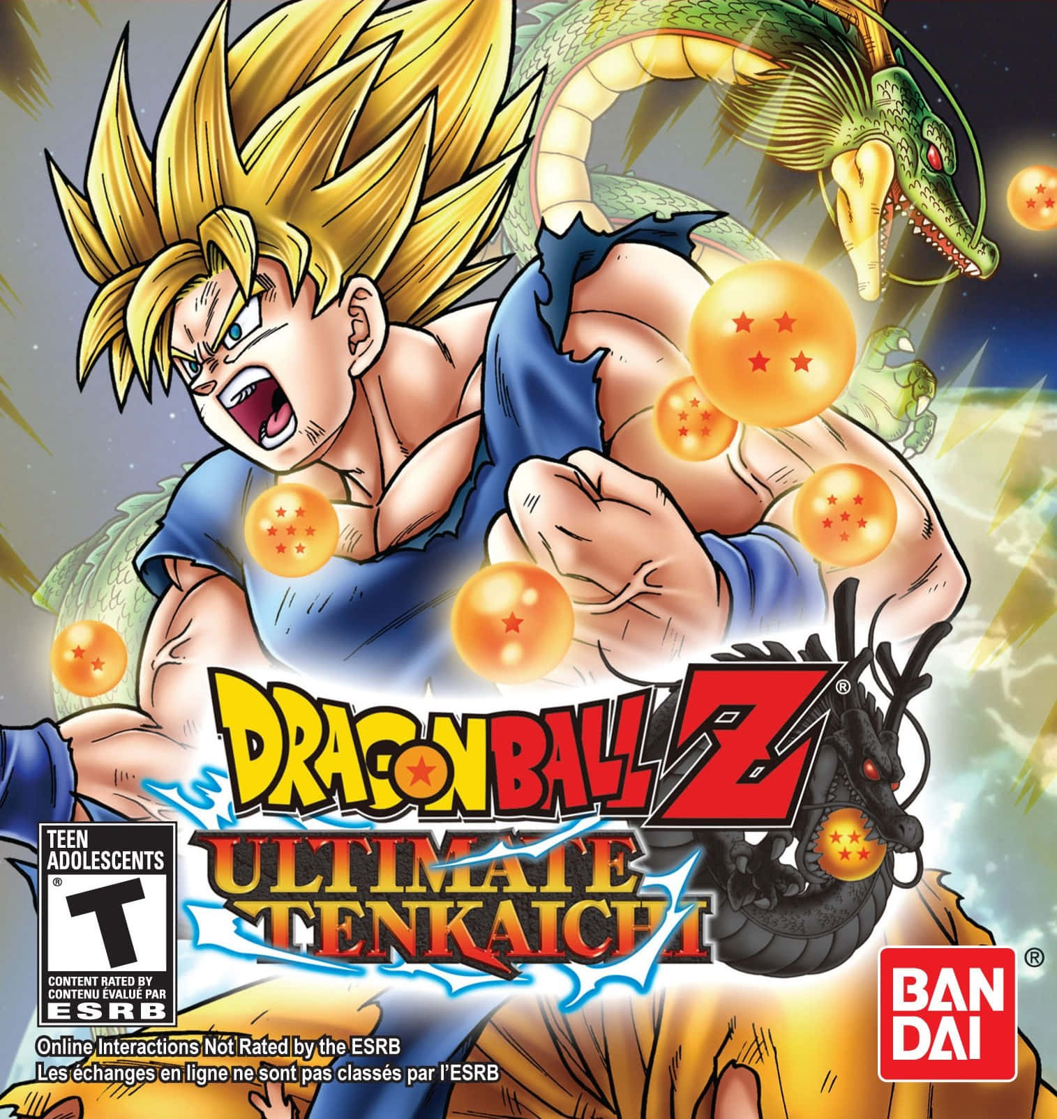 Dbz Video Games 桌布 壁紙 — 強大的動漫戰士，金色刺蝟頭，咆哮著與被發光球體包圍的綠色巨龍戰鬥。