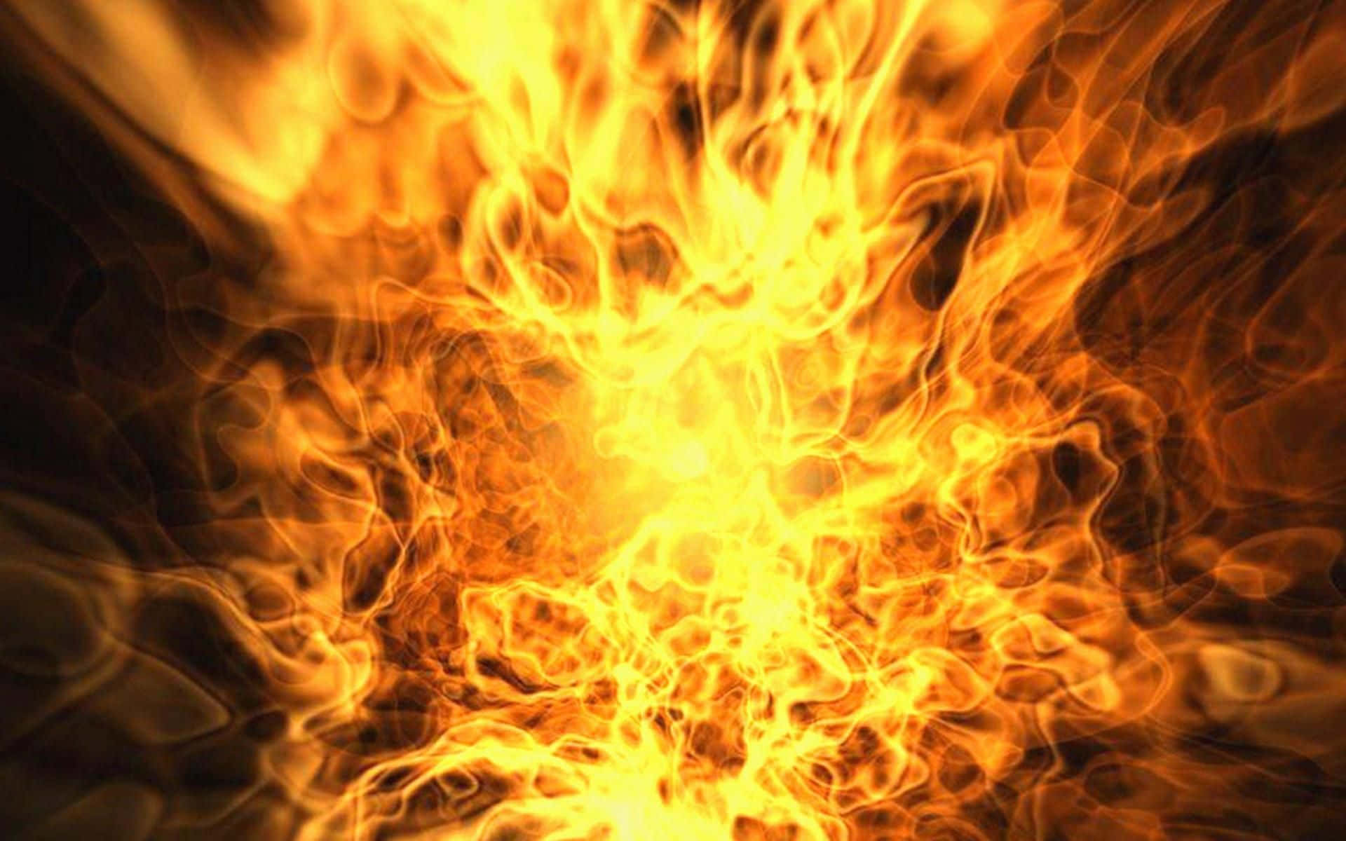 Flame 桌布 壁紙 — 強烈旋轉的火焰在深色背景下爆發出金色、橙色和黃色的色調。