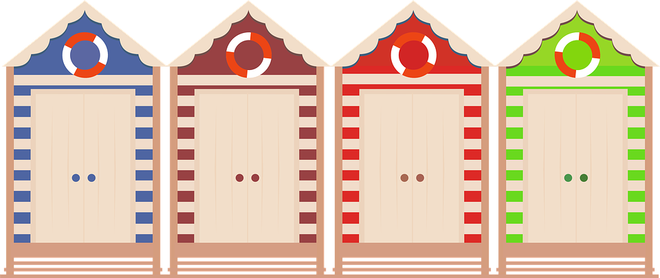 彩色海灘小屋插畫 壁紙