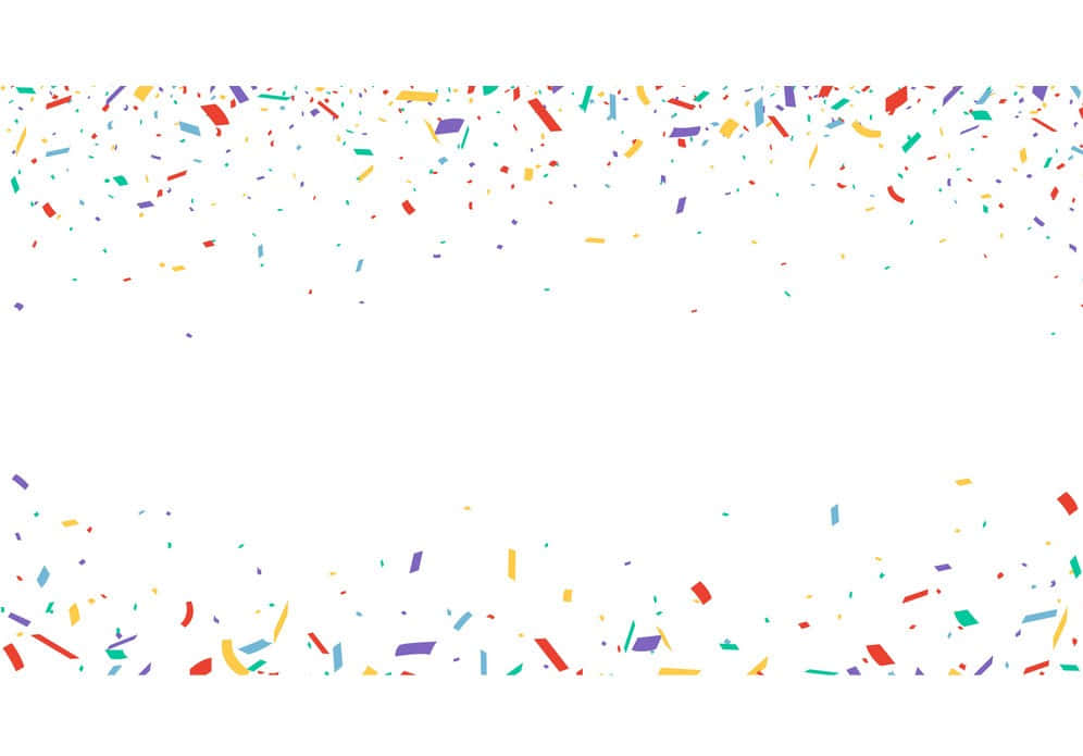 Confetti 桌布 壁紙 — 彩色紙屑條在白色空間中漂浮，形成頂部和底部邊框。