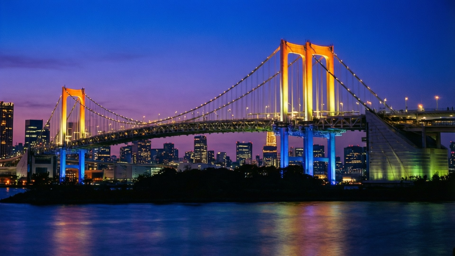彩虹大橋夜景 壁紙
