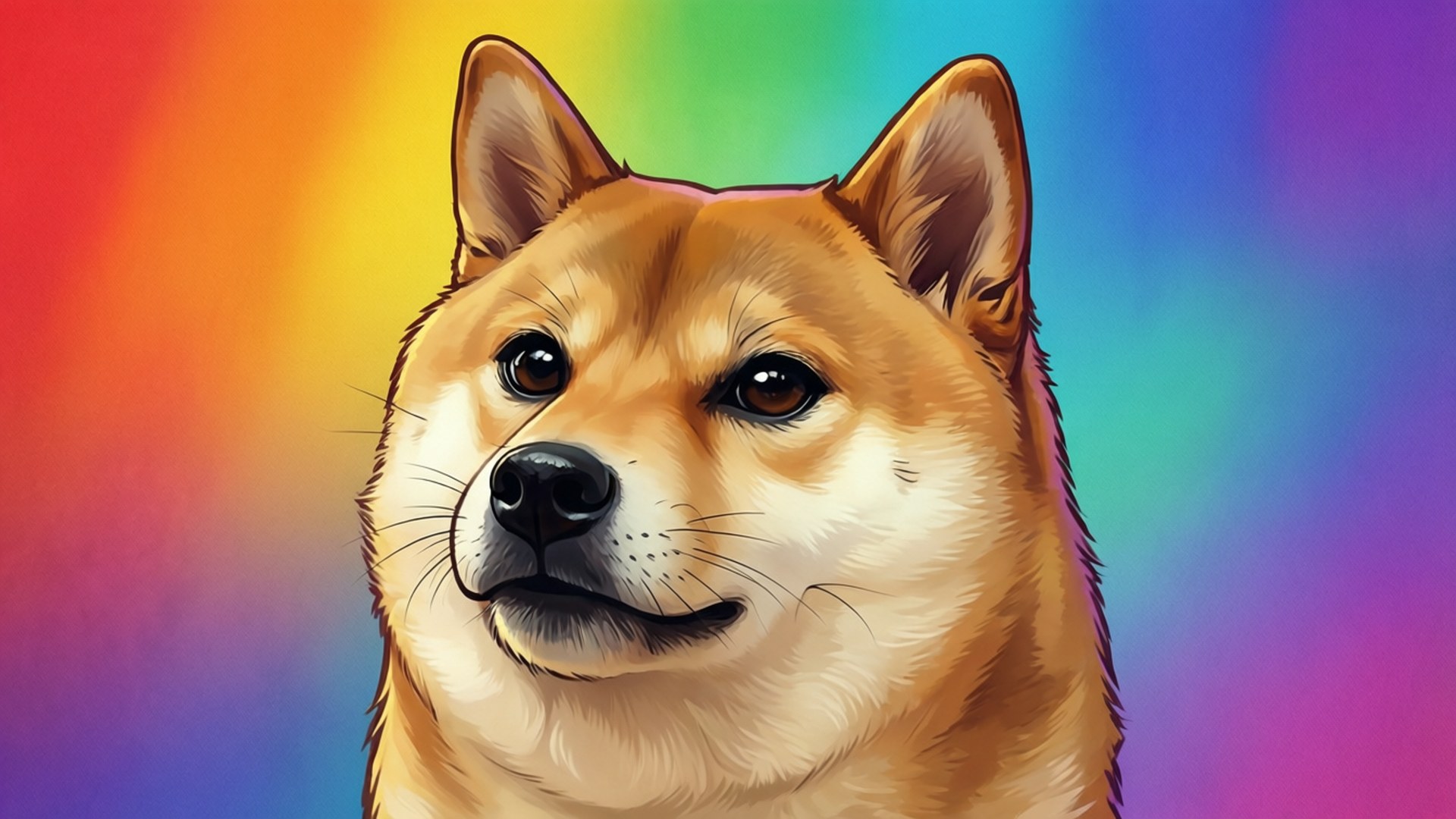 彩虹柴犬臉 壁紙
