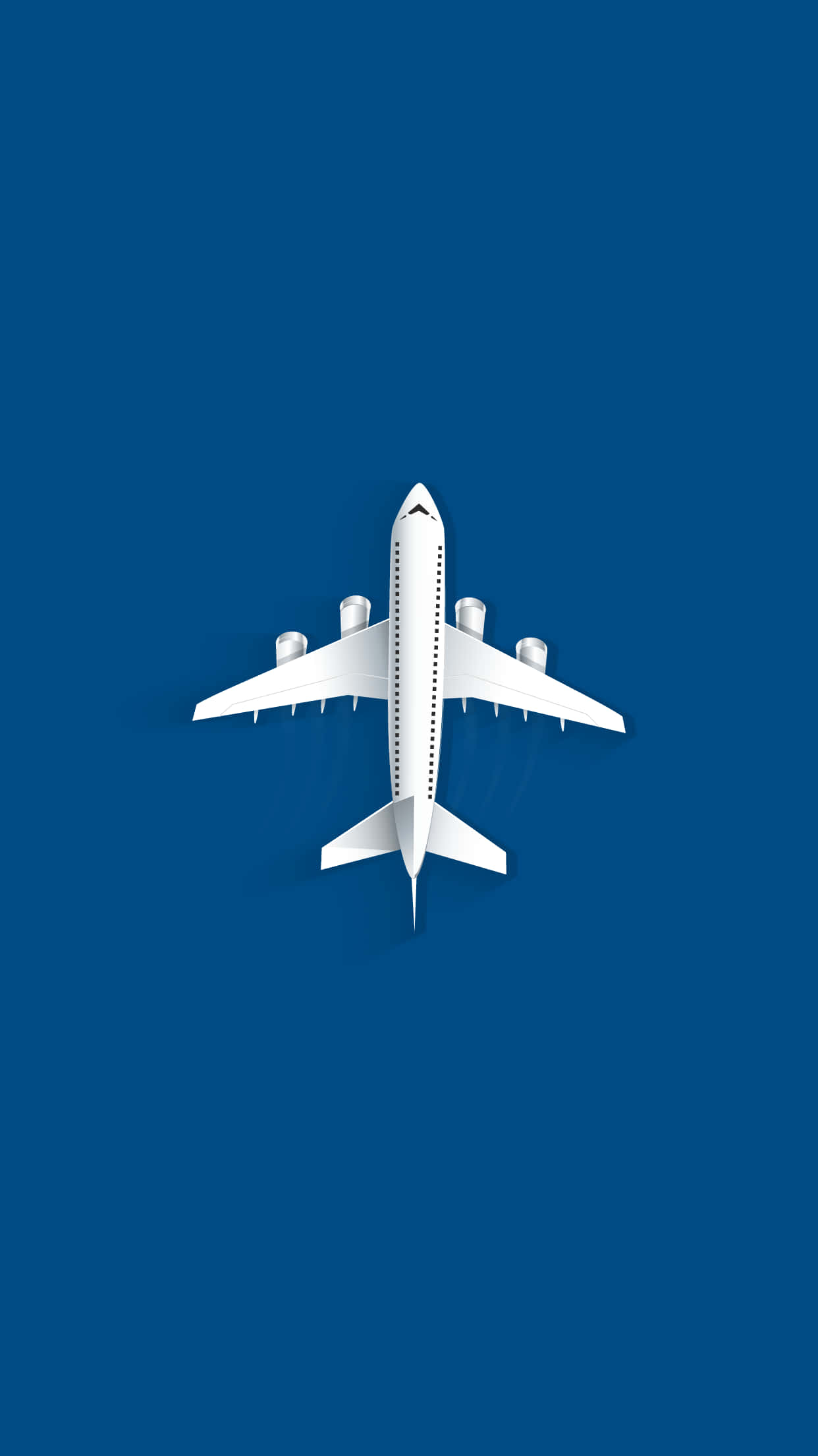 Flight 桌布 壁紙 — 從上方俯瞰一架流線型白色飛機，背景為純深藍色。
