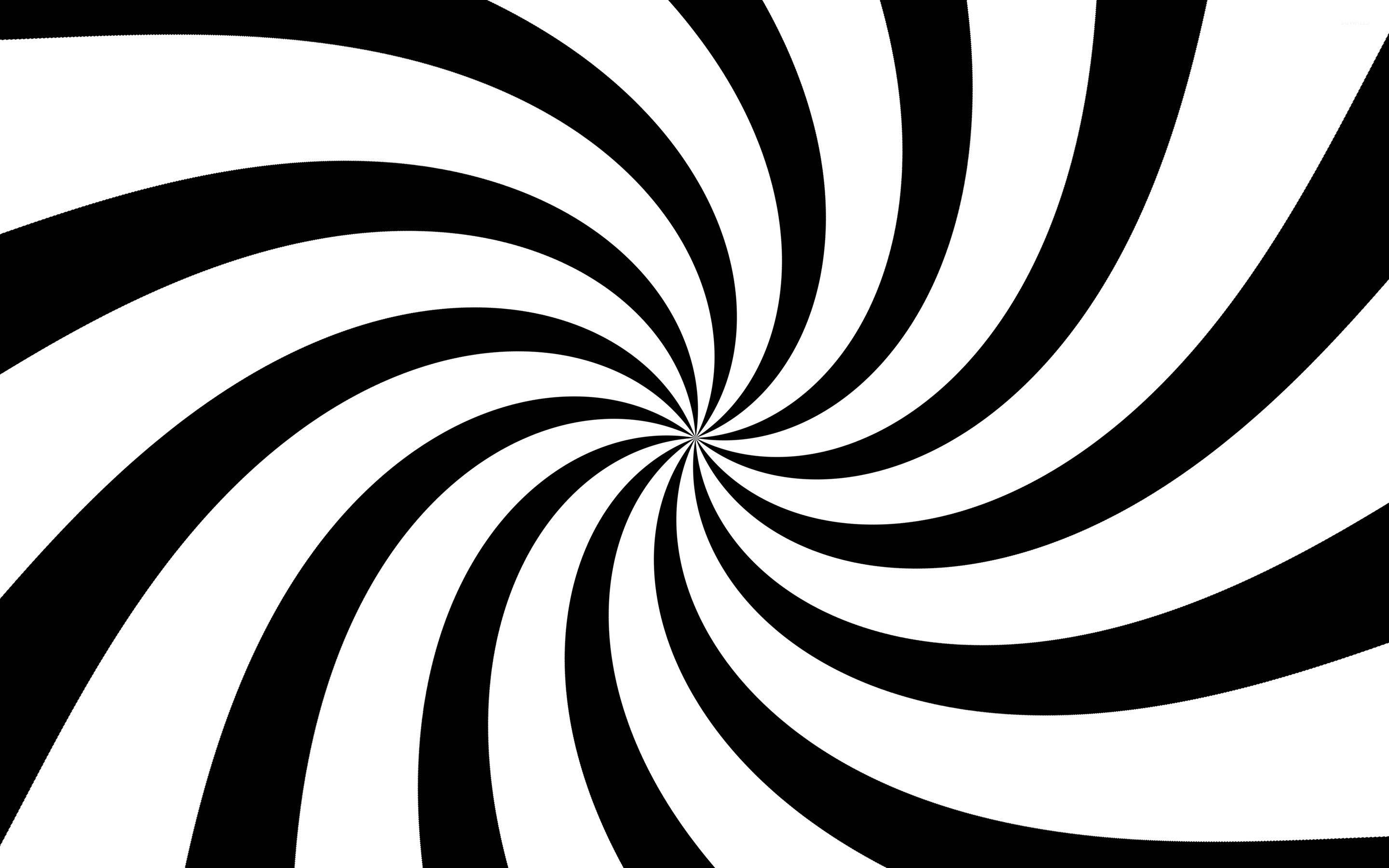 Spiral 桌布 壁紙 — 從中心點放射出的催眠黑白螺旋圖案，創造出迷人的視錯覺。