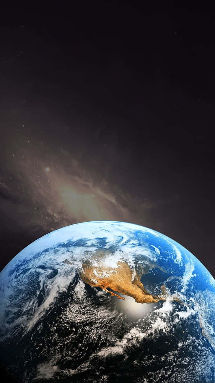 planet earth 桌布 壁紙 — 從太空俯瞰地球的壯麗景色，北美洲在星空和宇宙塵埃的背景下清晰可見。