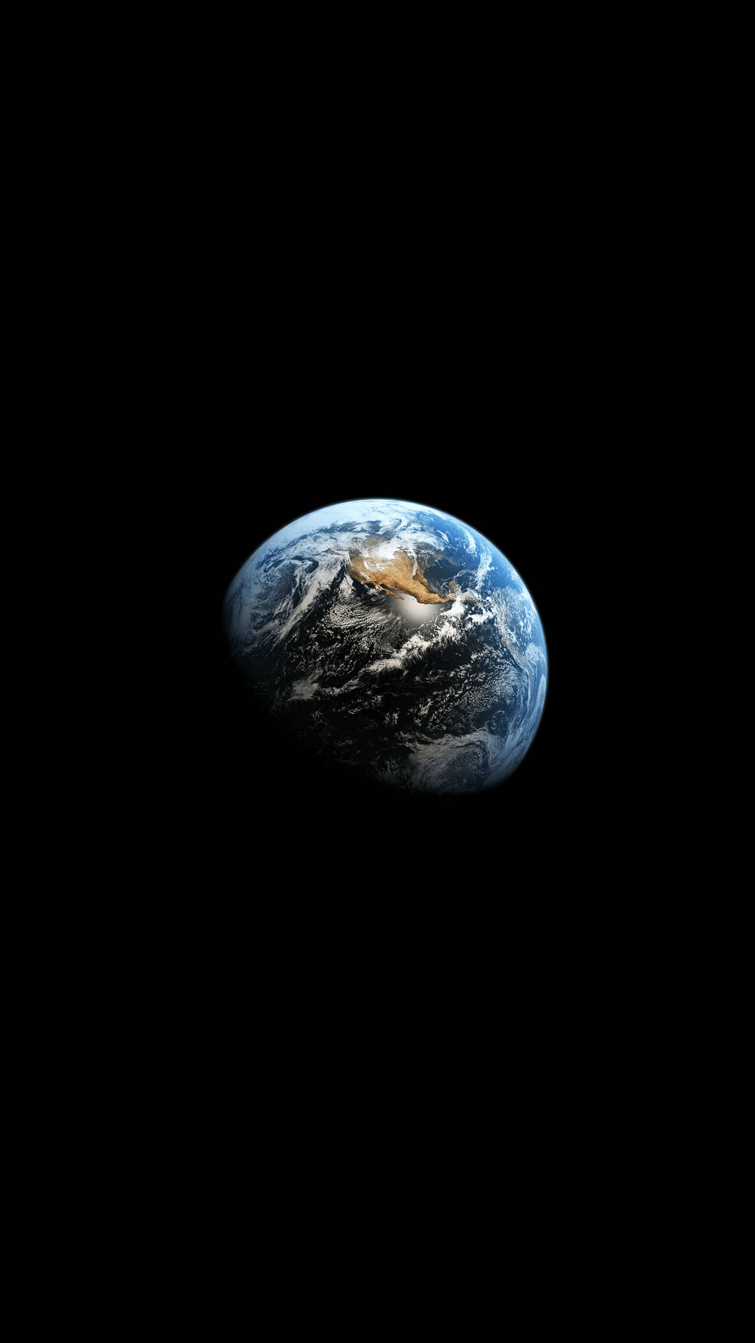 從太空看地球，有藍色海洋、白色雲層和深色背景。 — 外太空 GIF 壁紙